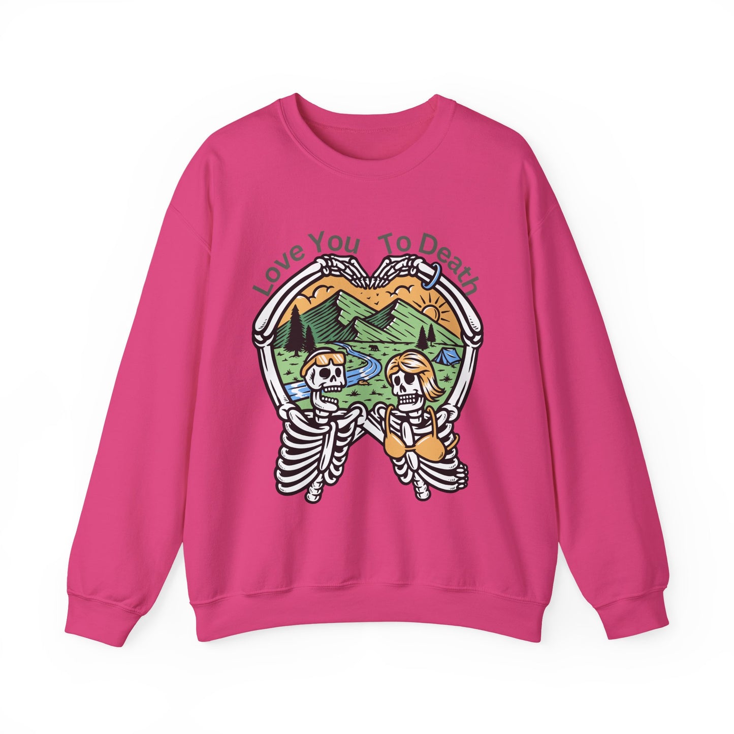 Love You To Death Graphic Sweatshirt, Cozy Fall Apparel, Halloween Gift, Couple's Sweatshirt