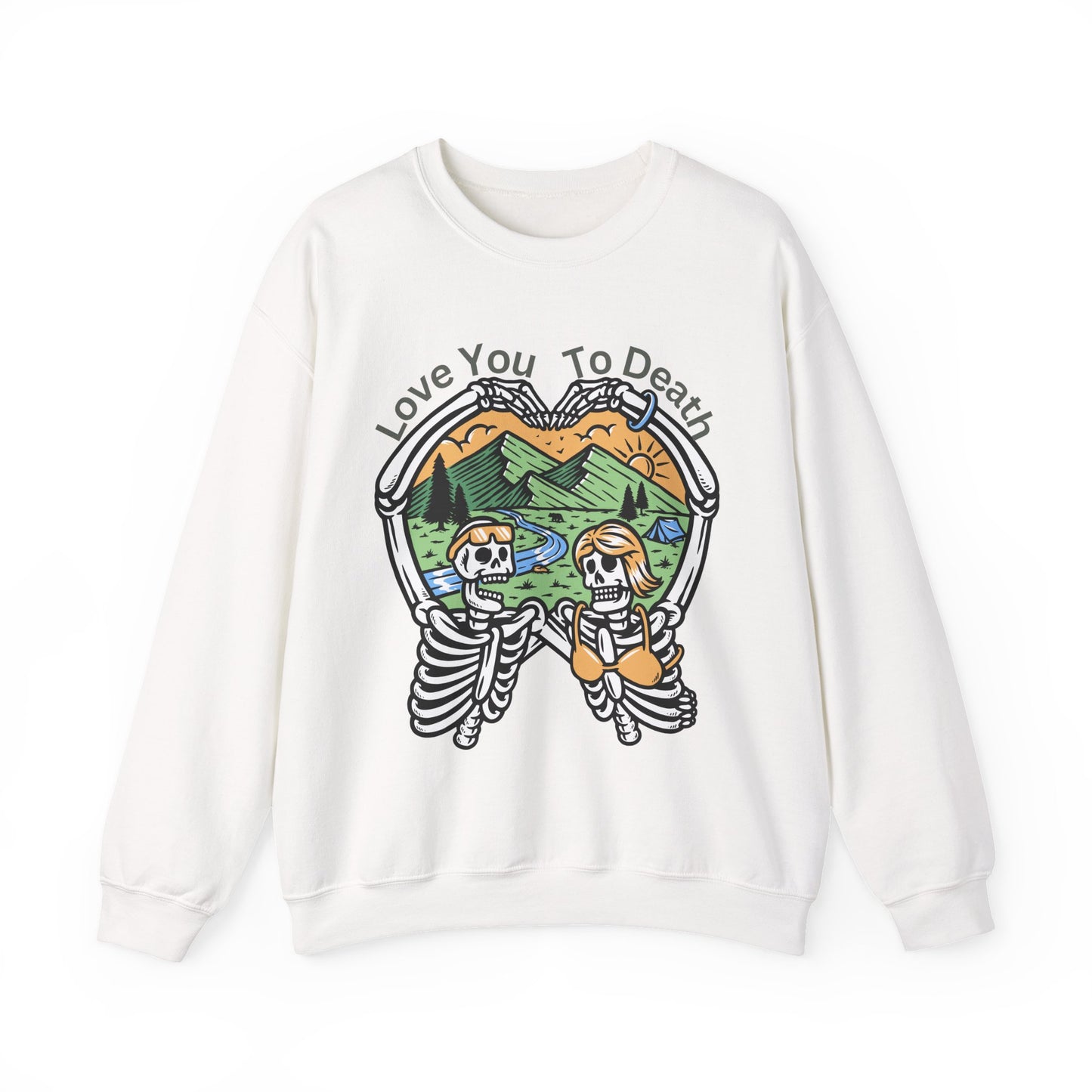 Love You To Death Graphic Sweatshirt, Cozy Fall Apparel, Halloween Gift, Couple's Sweatshirt