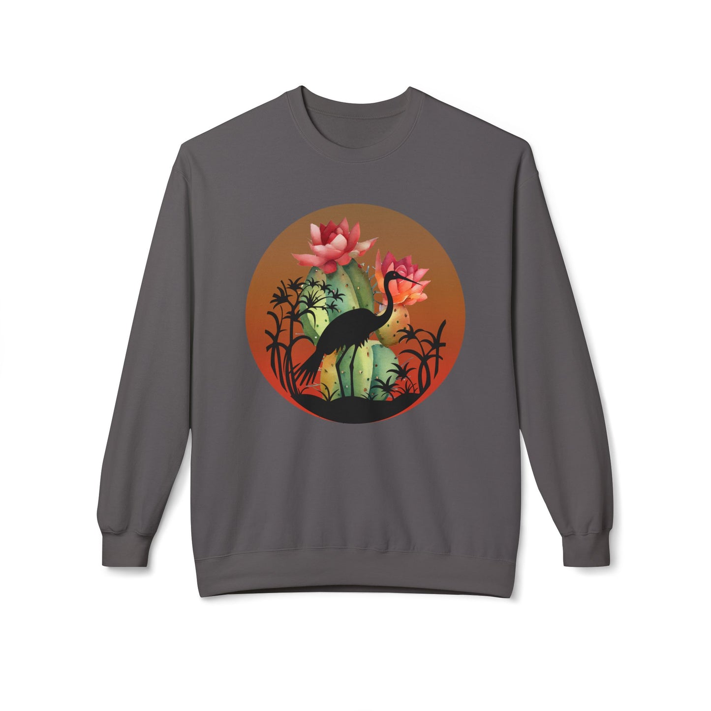 Botanical Crane Sweatshirt - Vintage Floral Crew - Garden Lover Apparel - Nature Inspired Gift