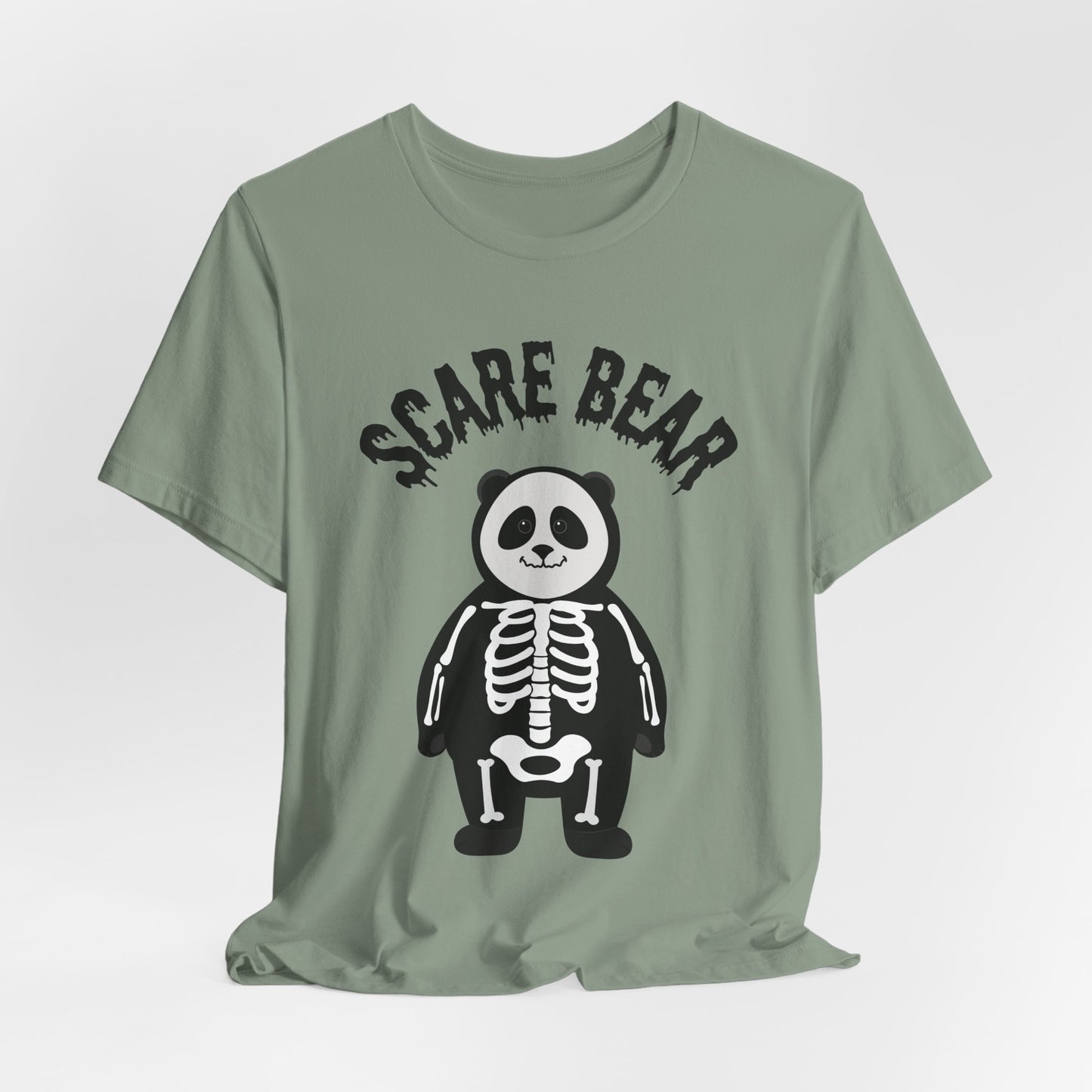 Halloween Scare Bear Tee, Unisex Halloween Shirt, Fall Graphic Tee, Spooky Season Clothing, Cute Skeleton Panda Tee, Skeleton Panda Halloween Costume, Autism-Friendly Tee