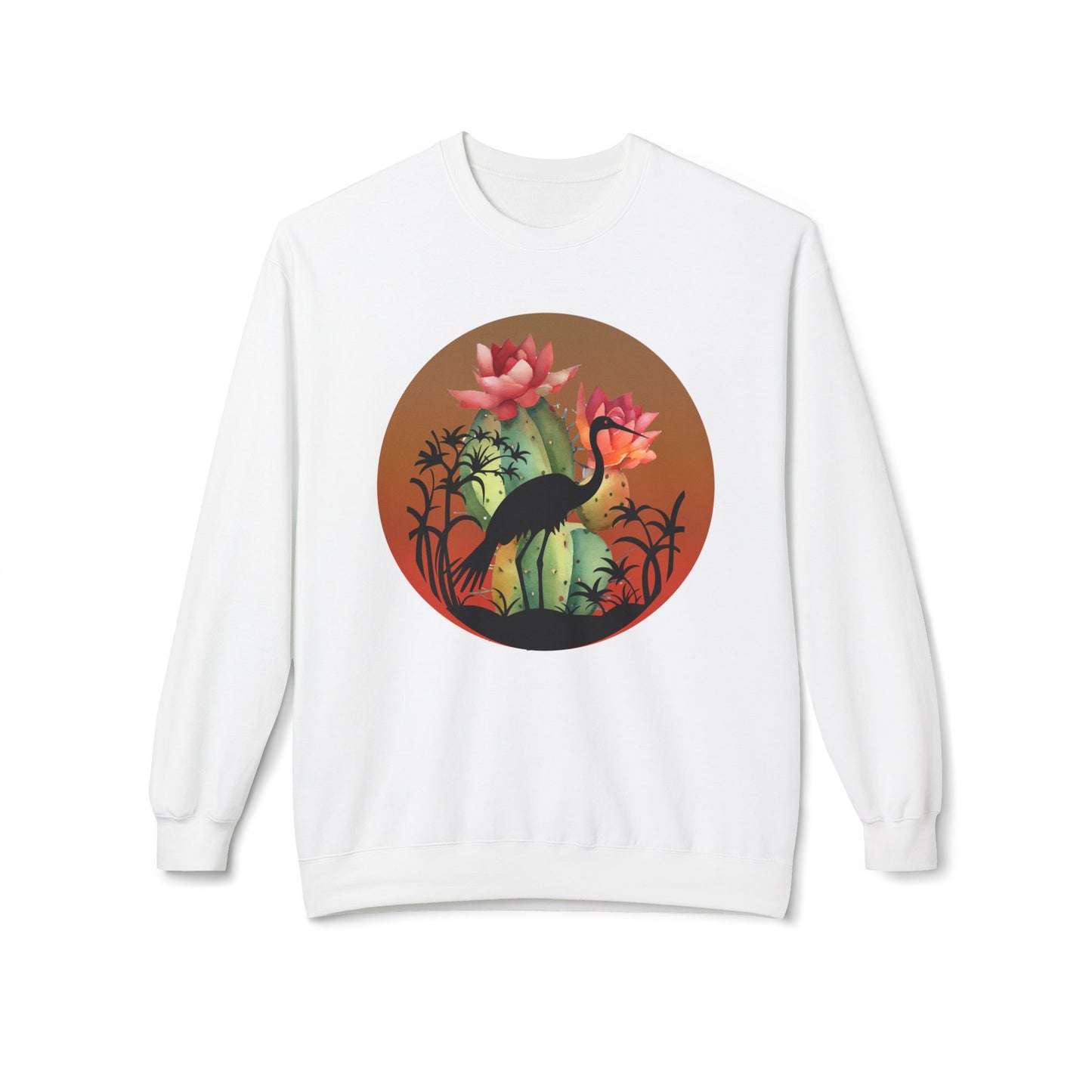 Botanical Crane Sweatshirt - Vintage Floral Crew - Garden Lover Apparel - Nature Inspired Gift