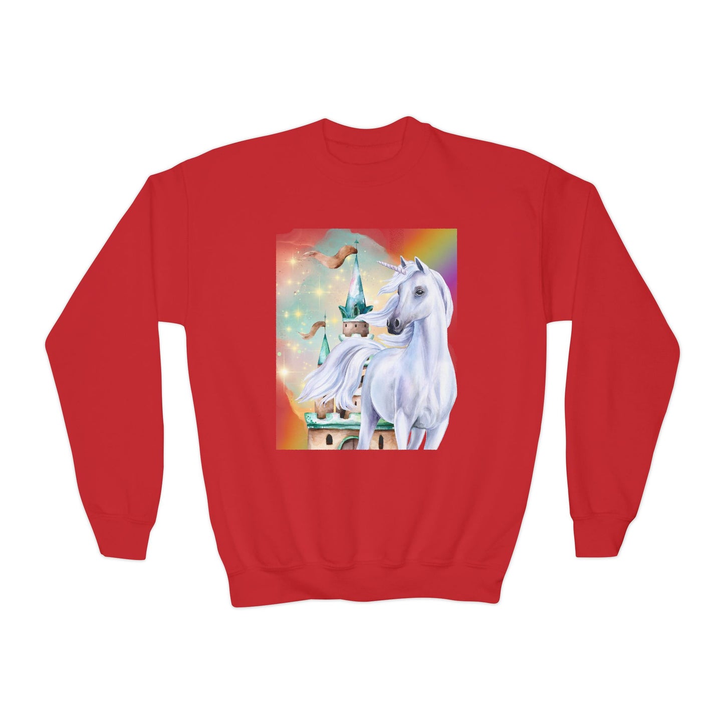Youth Unicorn Fantasy Sweatshirt, Magical Crewneck Jumper for Kids, Perfect birthday gift for girls