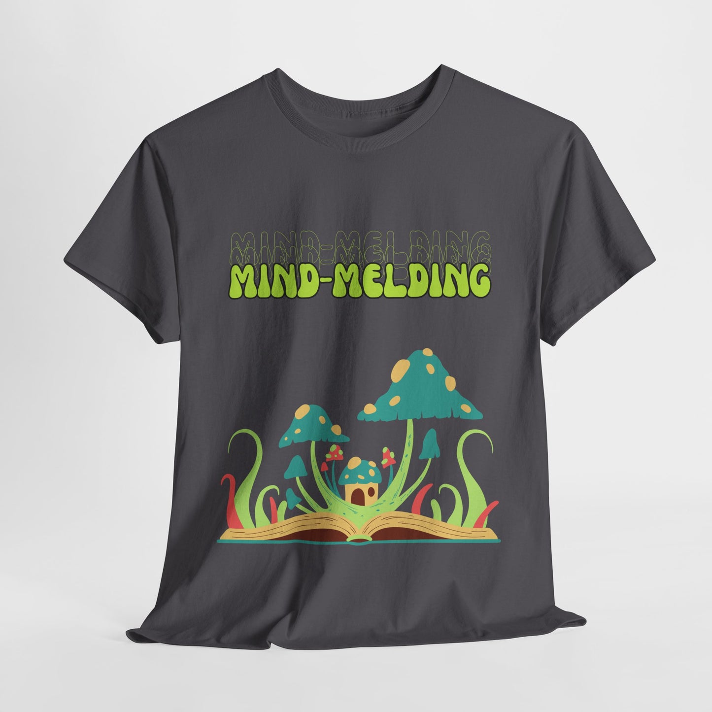 Mind-Melding Unisex Heavy Cotton Tee, Psychedelic Mushroom Shirt, Comfortable Casual Wear, Festival Fashion, Gift for Nature Lovers