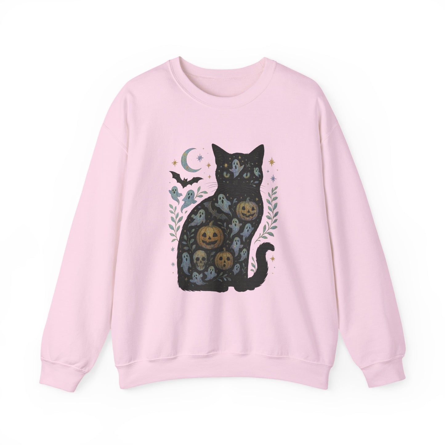 Halloween Cat Sweatshirt - Cozy Unisex Crewneck for Cat Lovers, Spooky Gift, Autumn Fashion, Halloween Decor