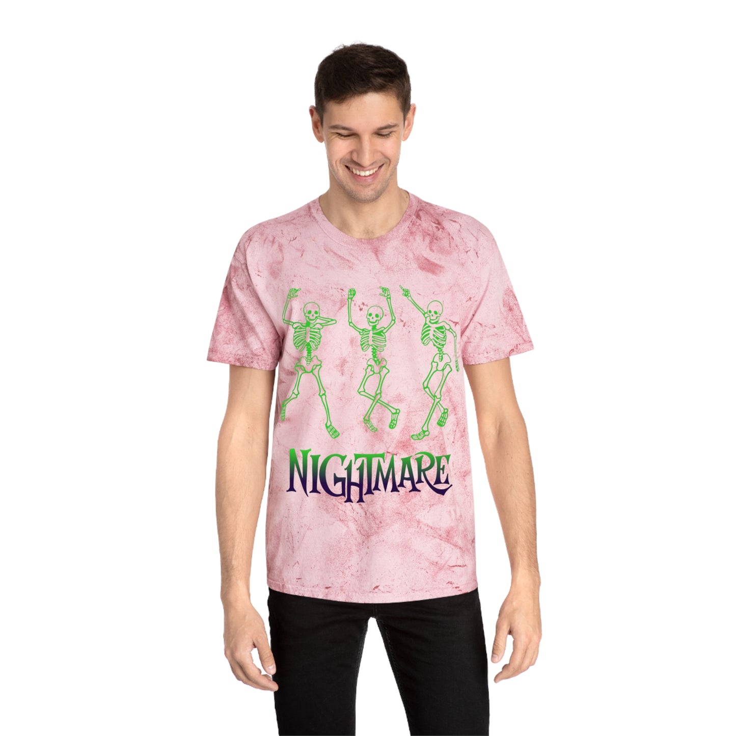 Unisex Skeleton Dance T-Shirt, Tie-Dye Tee, Halloween Apparel, Spooky Fashion, Casual Wear, Unique Gift