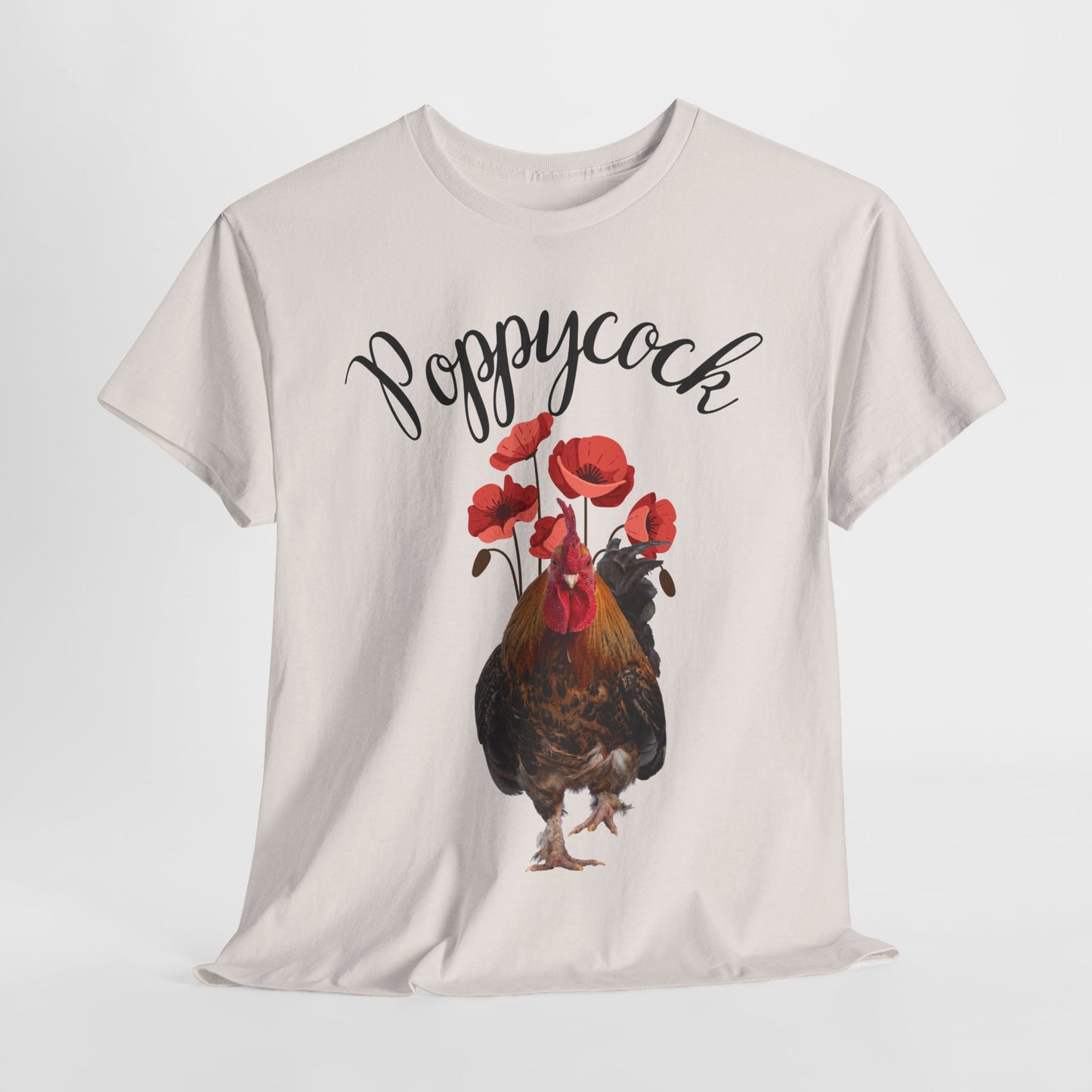Poppycock Tee Unisex Classic tee, Men's T-shirt, Women's T-shirt, Poppy Flowers, Rooster Shirt, Awesome T-Shirt, Humor, Chicken, Cock Shirt