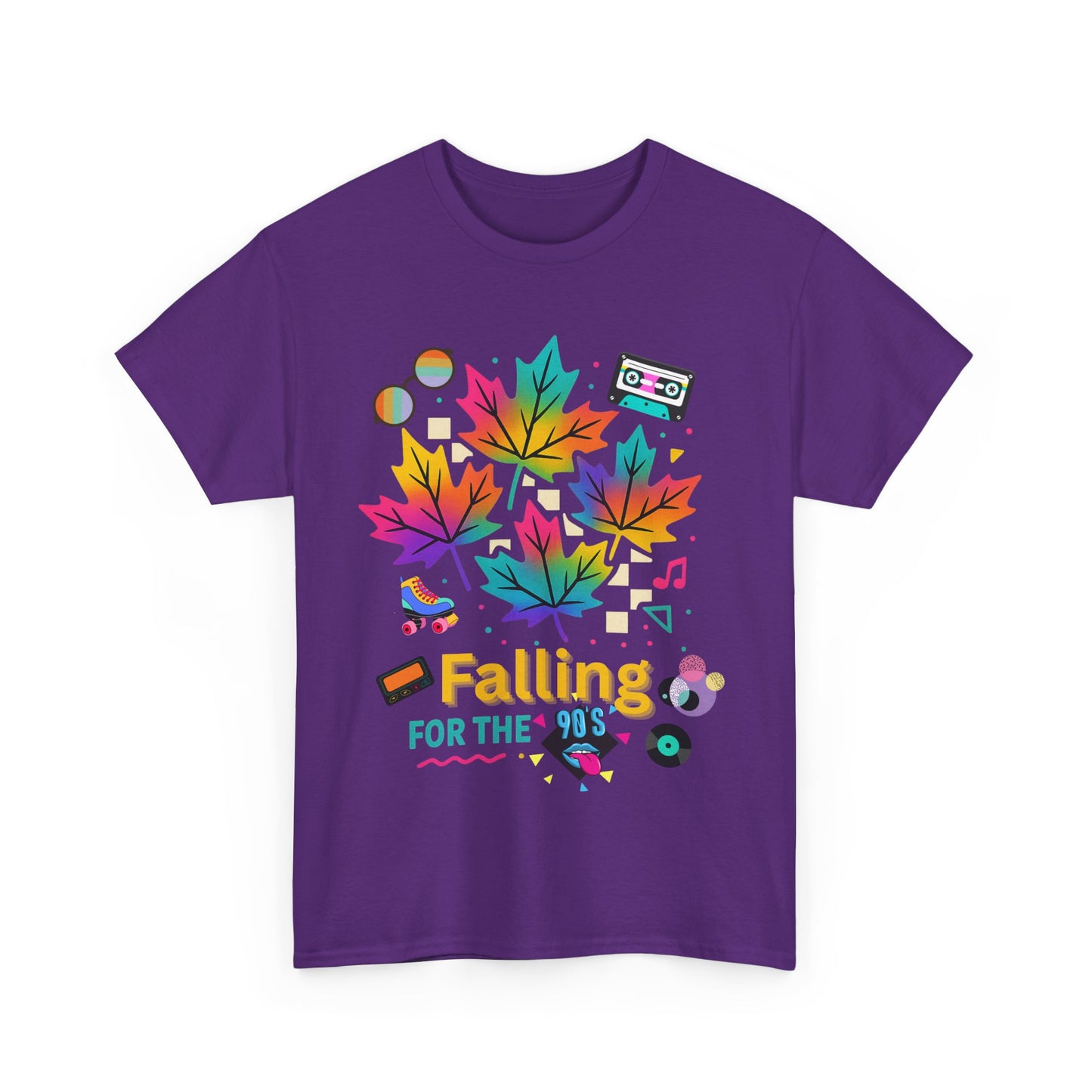 Fall 90s Vibes Tee, 90s Nostalgia T-shirt, Neon Fall Leaves