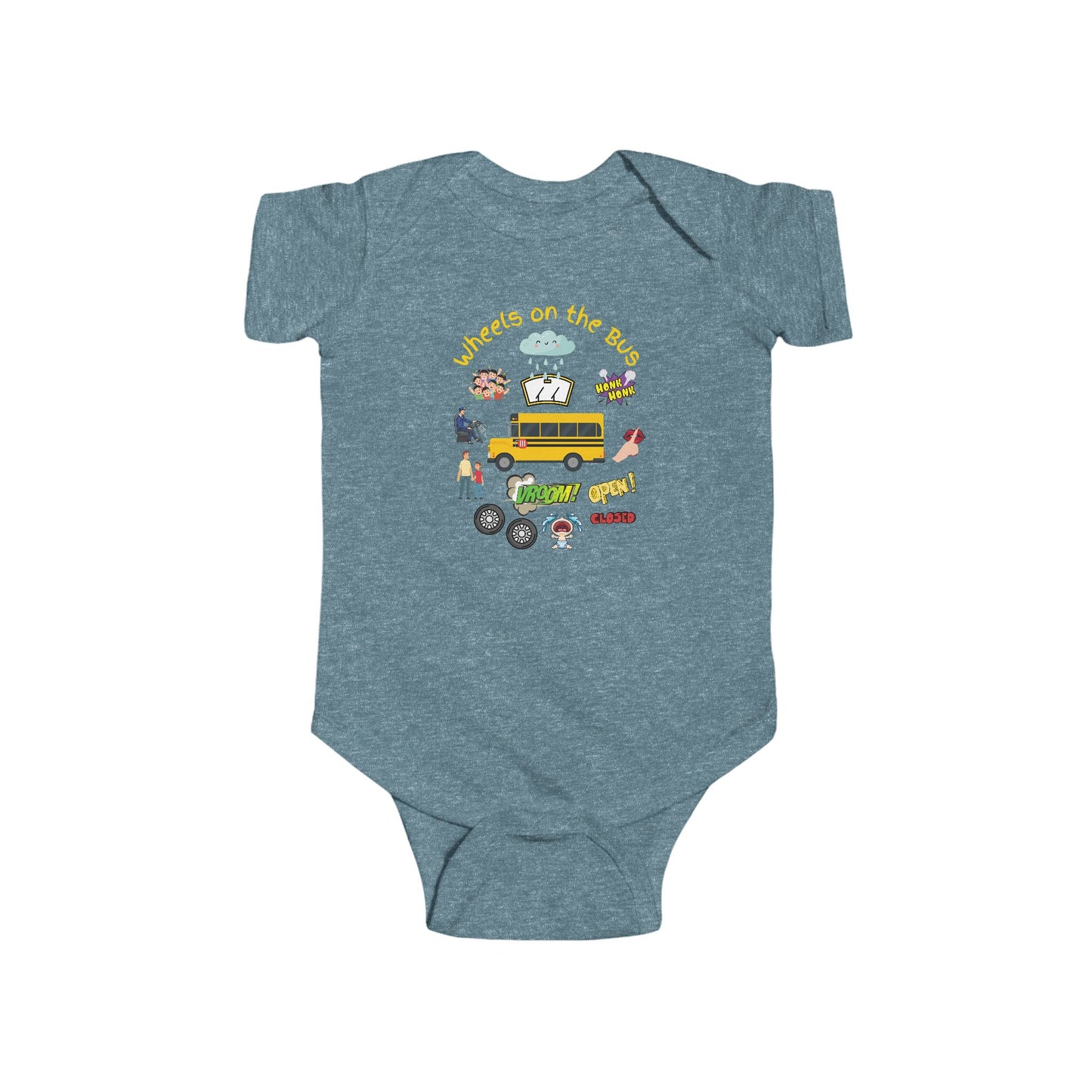 Baby Bodysuit - Wheels on the Bus Classic Children's Song Outfit