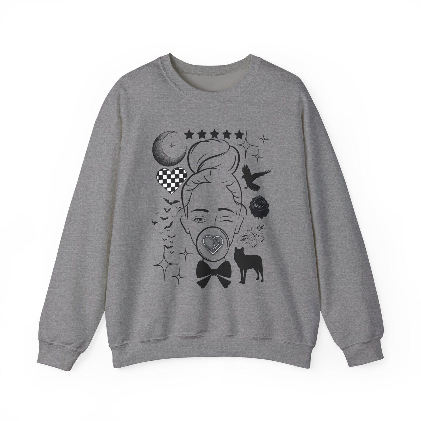 Boho Chic Crewneck Sweatshirt, Bubble gum Girl Unisex organic oversized sweatshirt, Women's Oversize Sweatshirt, Women Empowerment, Girl Power, Celestial, Edgy Sweater