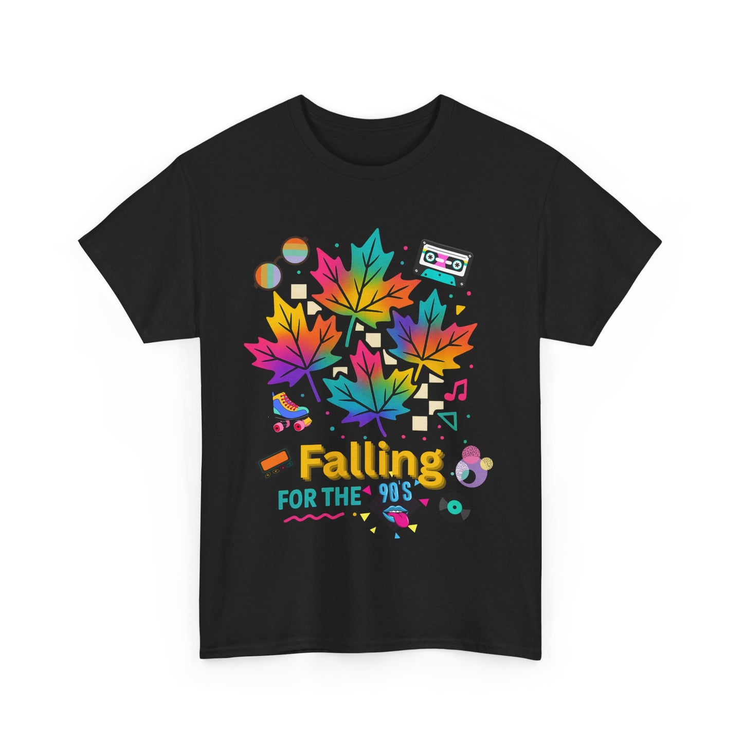 Fall 90s Vibes Tee, 90s Nostalgia T-shirt, Neon Fall Leaves
