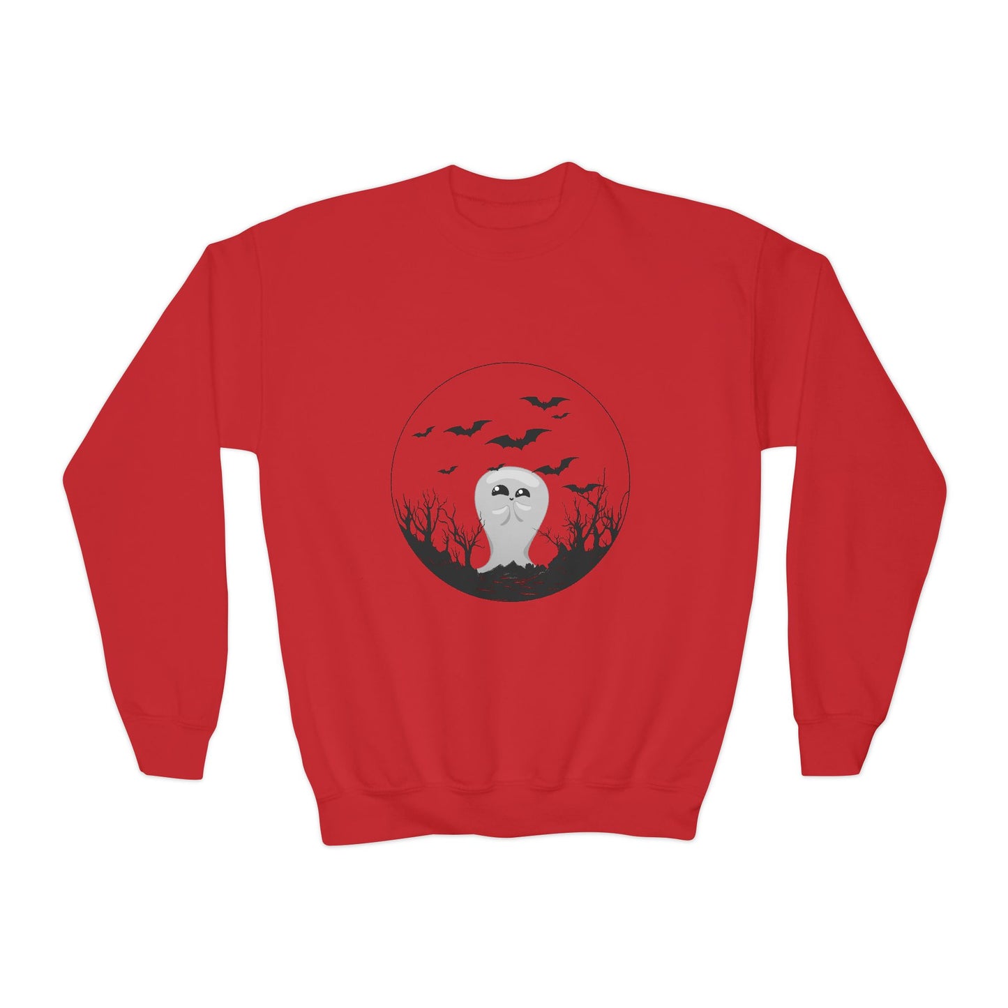 Halloween Ghost Youth Crewneck Sweatshirt, Cute Halloween Sweatshirt, Spooky Gifts for Kids, Fall Fashion, Trick or Treat Apparel