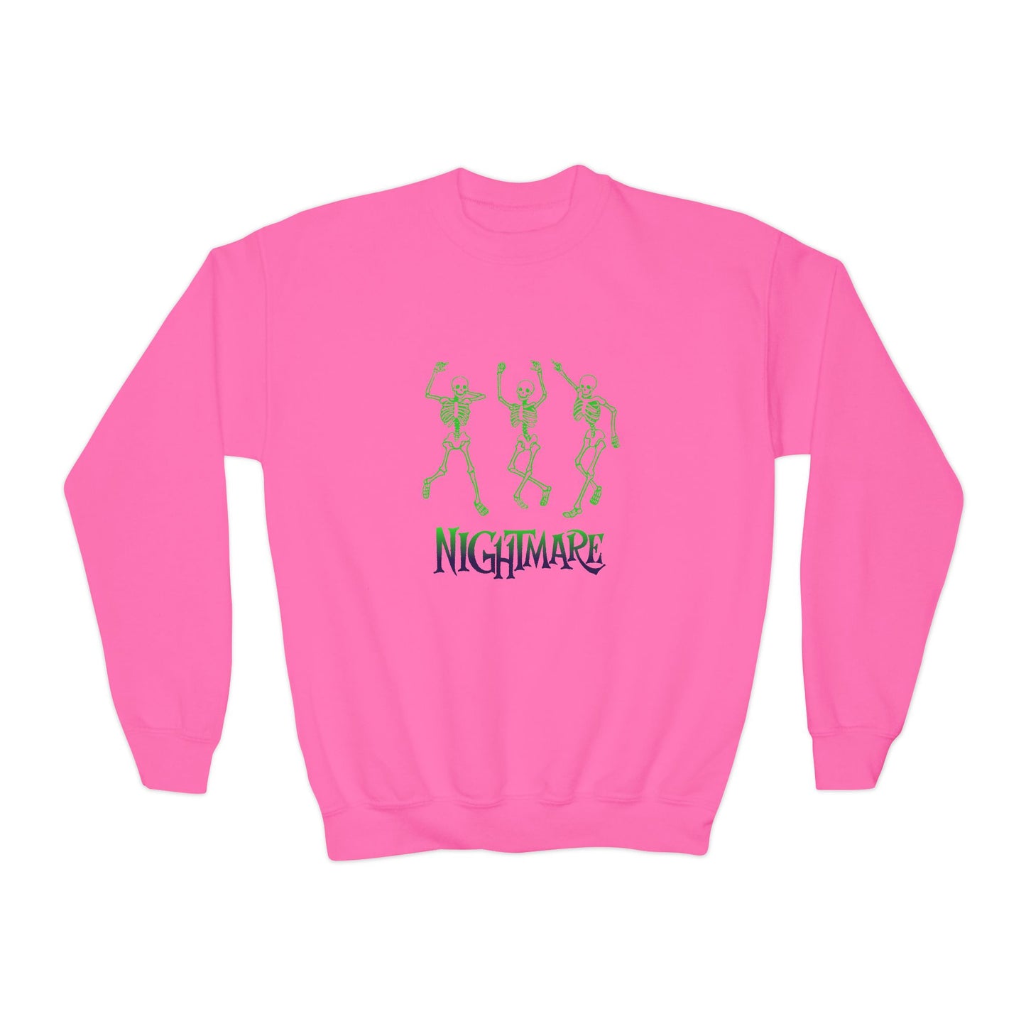 Youth Nightmare Crewneck Sweatshirt, Halloween Party Sweater, Gift for Kids, Cozy Fall Wear, Spooky Season Apparel