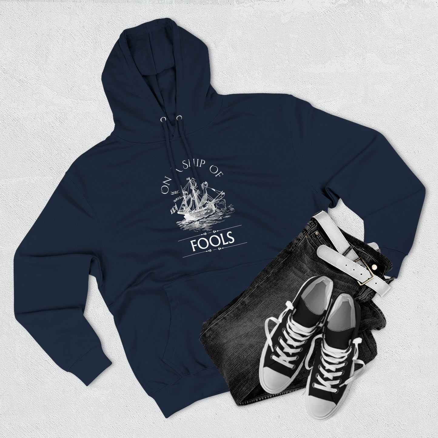 Men's Hoodie - "On a Ship of Fools" Design, Graphic Sweatshirt for Fall, Gift for Music Lovers, Gift for Him
