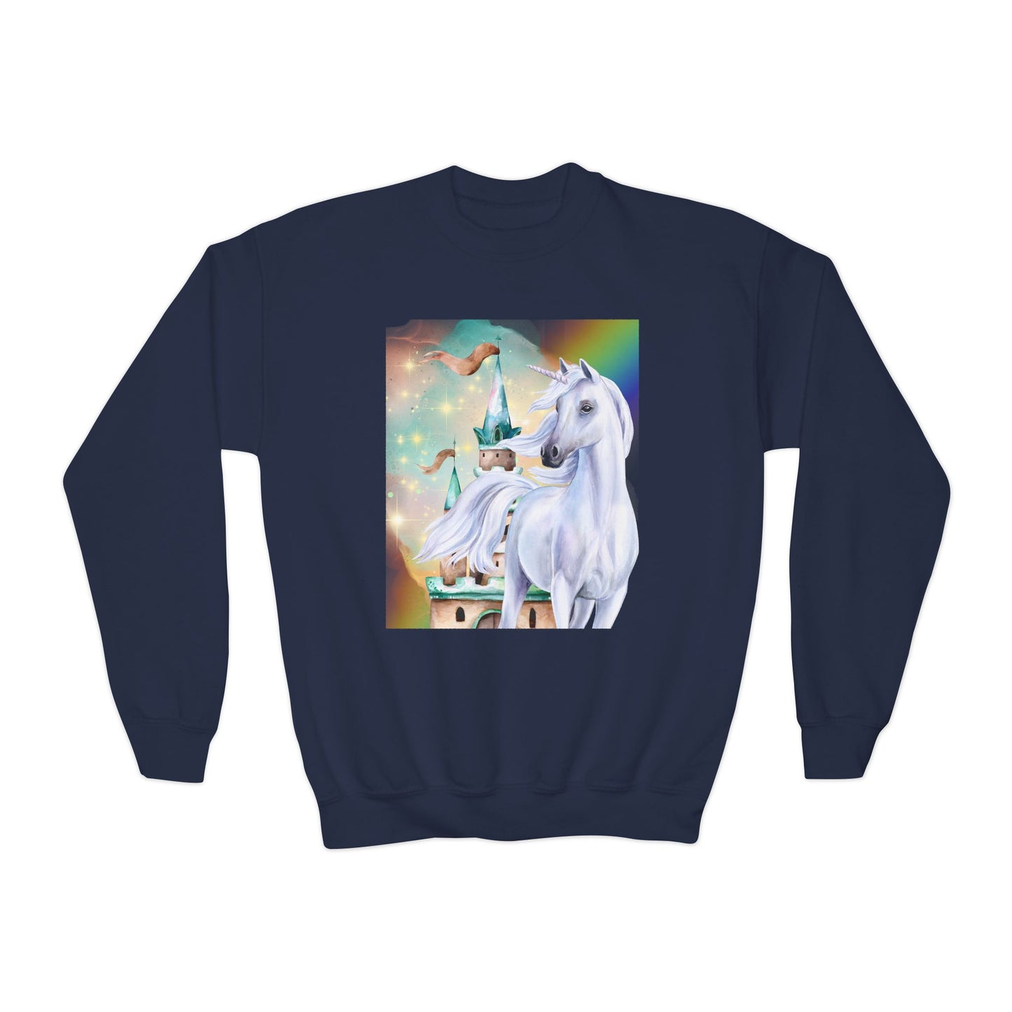 Youth Unicorn Fantasy Sweatshirt, Magical Crewneck Jumper for Kids, Perfect birthday gift for girls