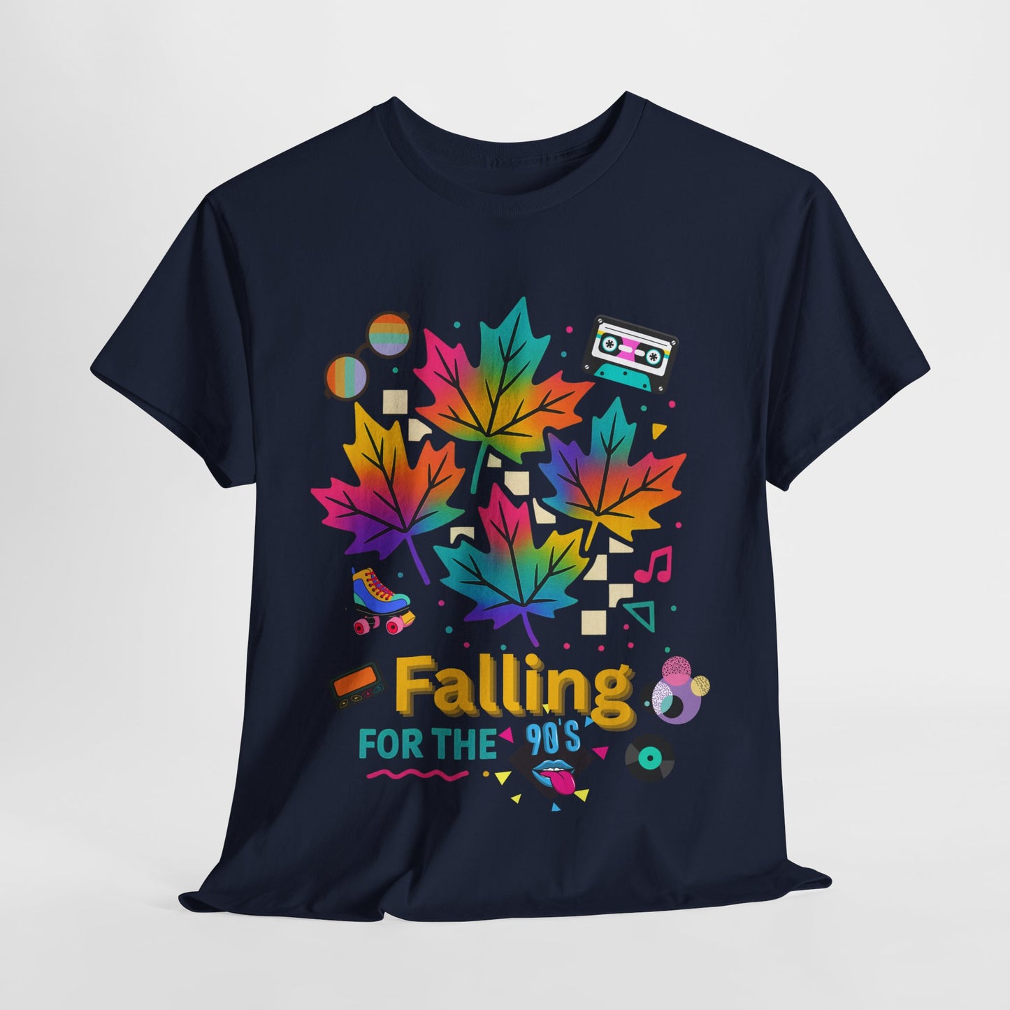Fall 90s Vibes Tee, 90s Nostalgia T-shirt, Neon Fall Leaves