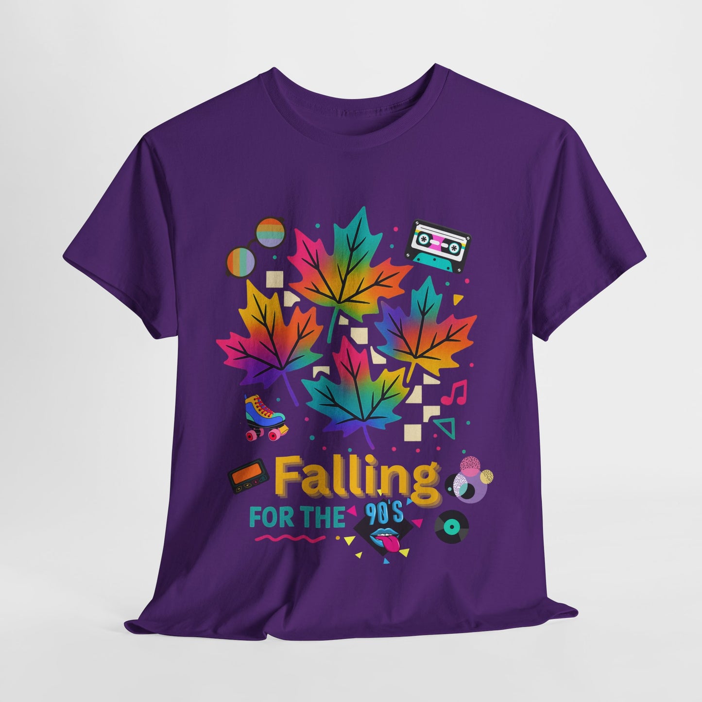 Fall 90s Vibes Tee, 90s Nostalgia T-shirt, Neon Fall Leaves