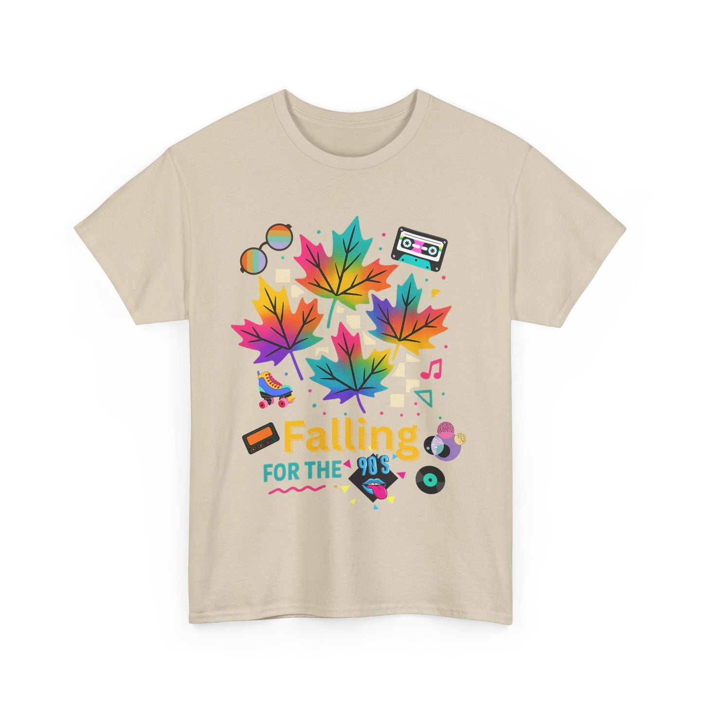 Fall 90s Vibes Tee, 90s Nostalgia T-shirt, Neon Fall Leaves