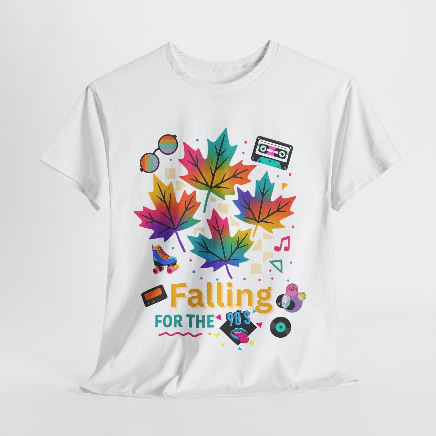 Fall 90s Vibes Tee, 90s Nostalgia T-shirt, Neon Fall Leaves