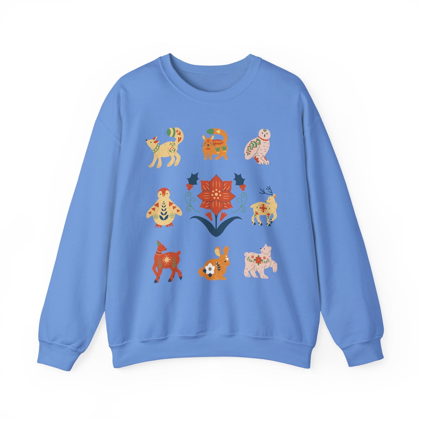 Boho Winter Woodland Creatures Floral Cozy Sweatshirt - Whimsical Graphic Outdoorsy Gift for Nature Lovers