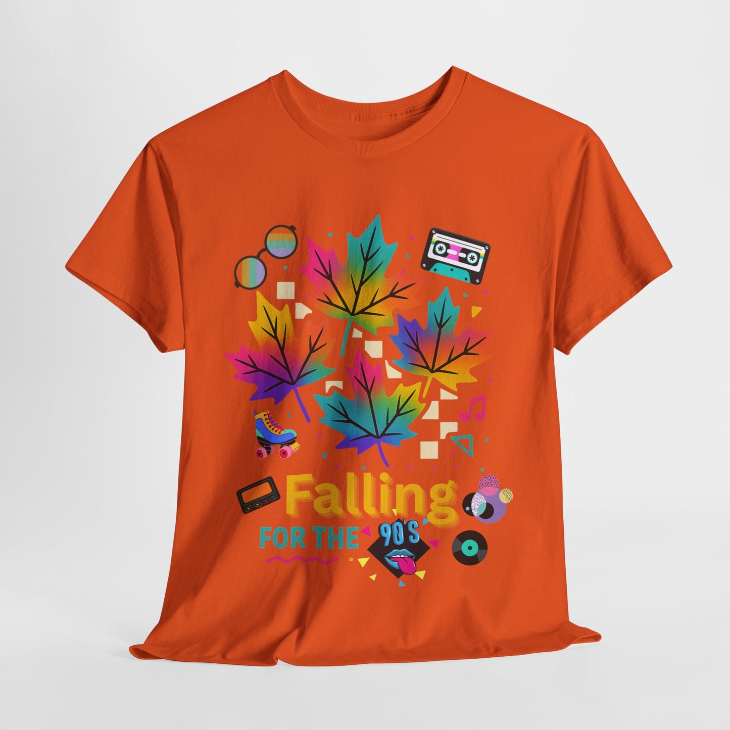 Fall 90s Vibes Tee, 90s Nostalgia T-shirt, Neon Fall Leaves