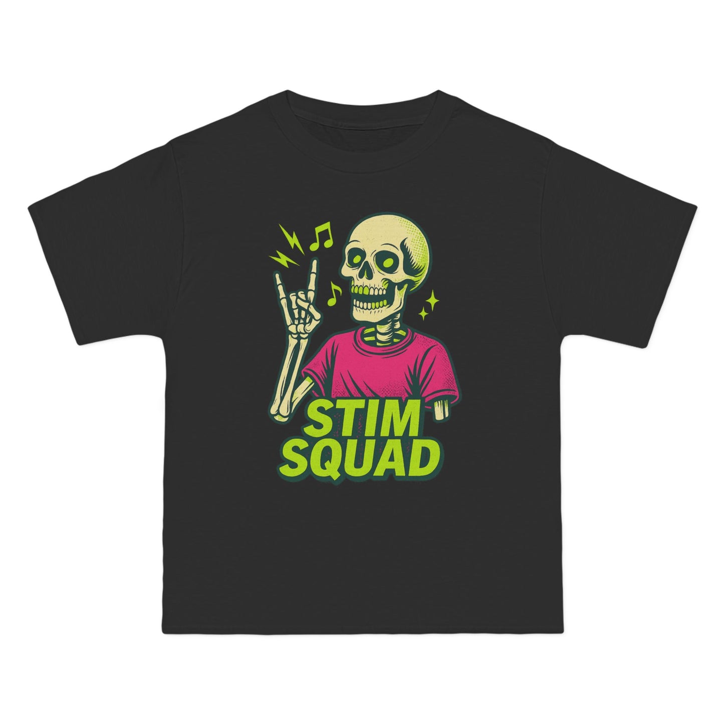 Skeleton Rocker T-Shirt, Fun Graphic Shirt, Stim Squad Tee, Quirky Casual Wear, Halloween Outfit, Music Lover Gift