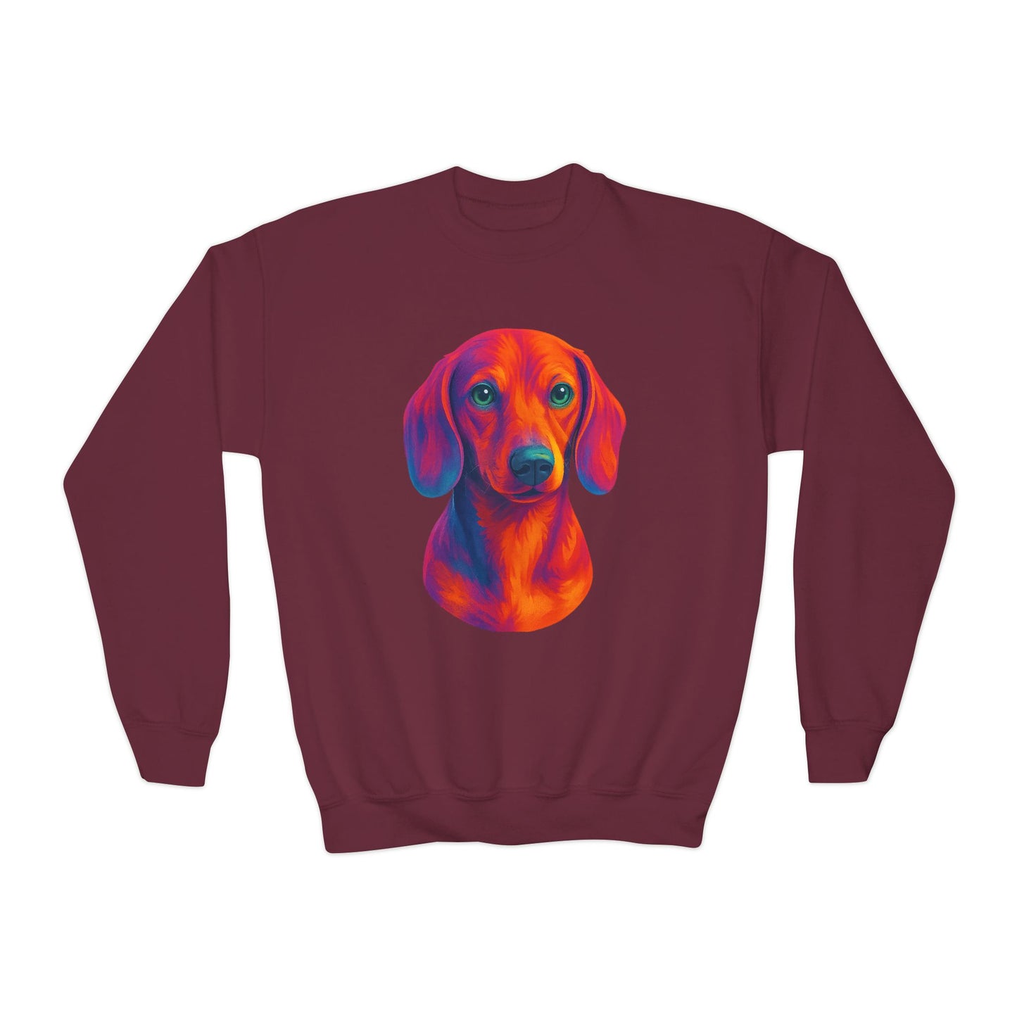 Colorful Dog Sweatshirt, Kid's Weenie Dog Sweatshirt, Puppy Gift, Dog Print Pullover, Dachshund Themed Apparel