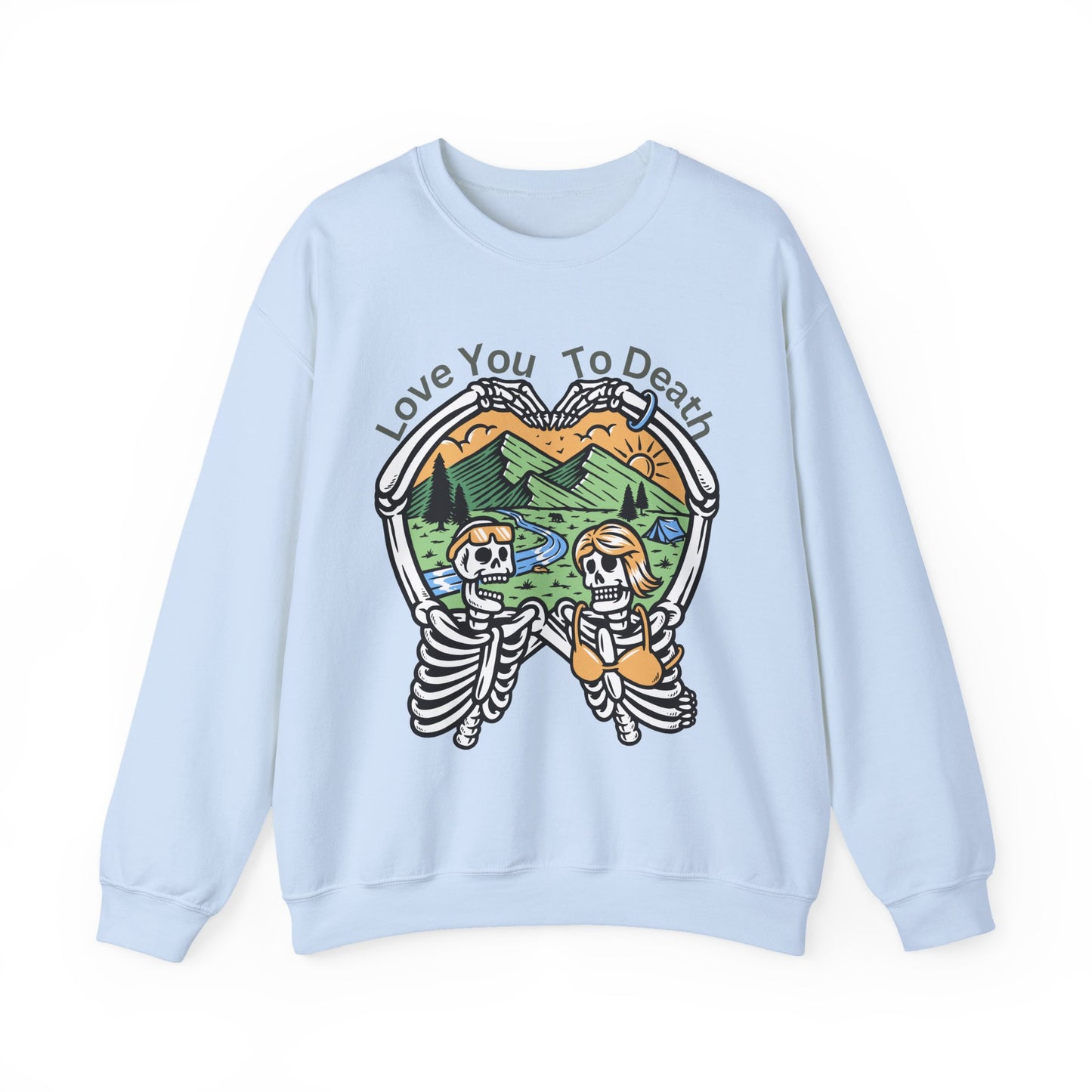 Love You To Death Graphic Sweatshirt, Cozy Fall Apparel, Halloween Gift, Couple's Sweatshirt