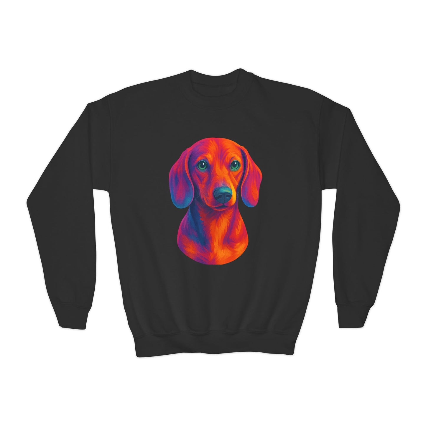 Colorful Dog Sweatshirt, Kid's Weenie Dog Sweatshirt, Puppy Gift, Dog Print Pullover, Dachshund Themed Apparel