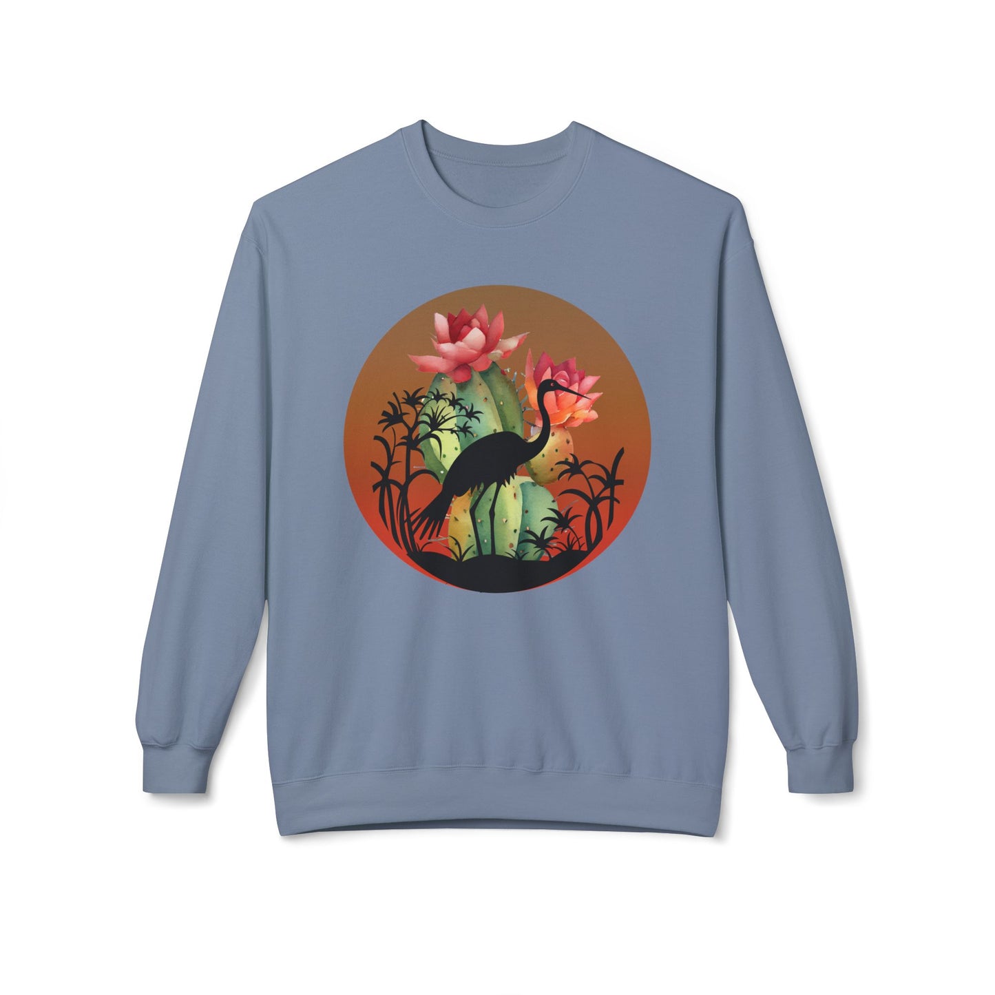 Botanical Crane Sweatshirt - Vintage Floral Crew - Garden Lover Apparel - Nature Inspired Gift