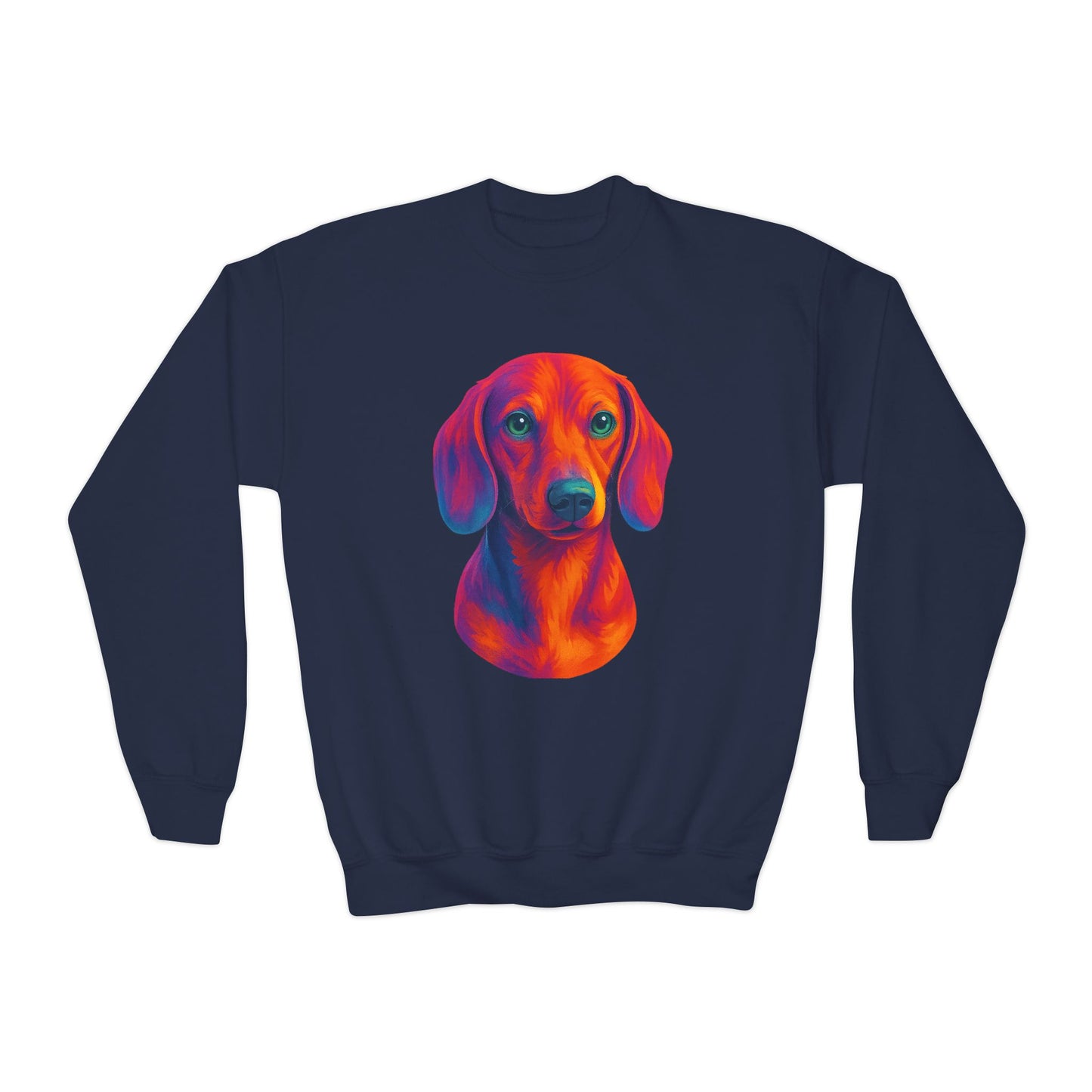 Colorful Dog Sweatshirt, Kid's Weenie Dog Sweatshirt, Puppy Gift, Dog Print Pullover, Dachshund Themed Apparel
