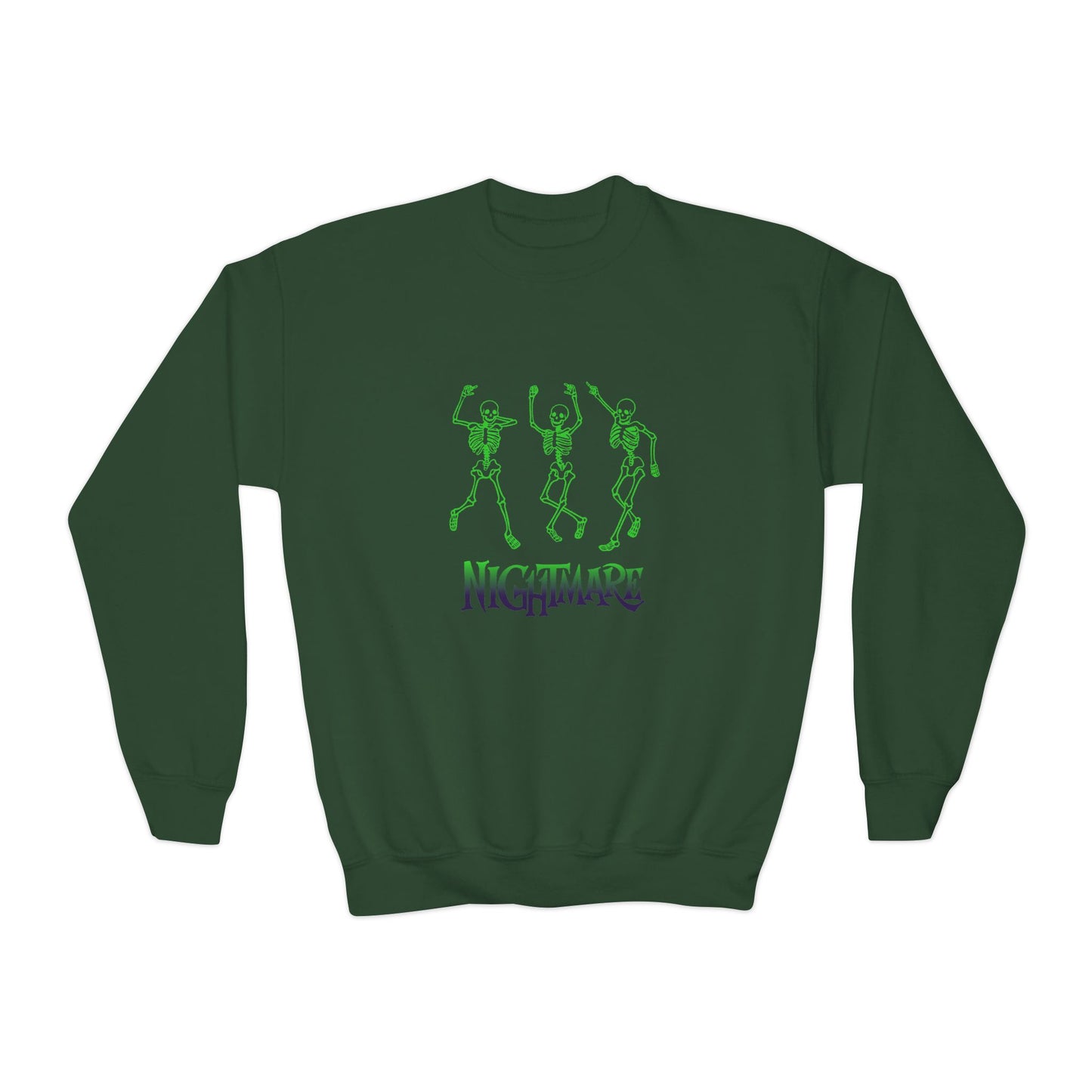 Youth Nightmare Crewneck Sweatshirt, Halloween Party Sweater, Gift for Kids, Cozy Fall Wear, Spooky Season Apparel