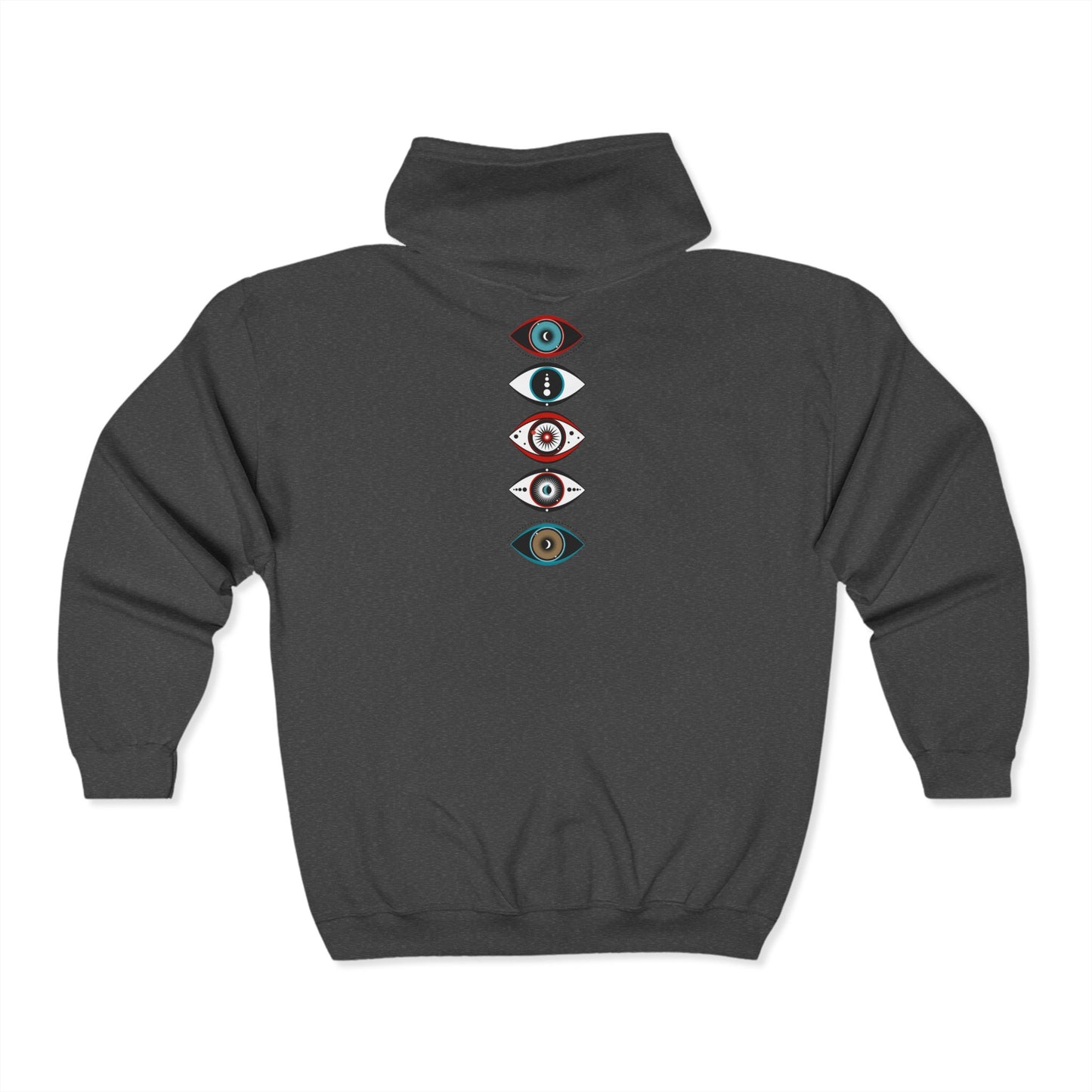 Evil Eye Zip Hoodie, Trendy Sweatshirt for Spiritual Vibes, Stylish Protection & Spiritual Streetwear