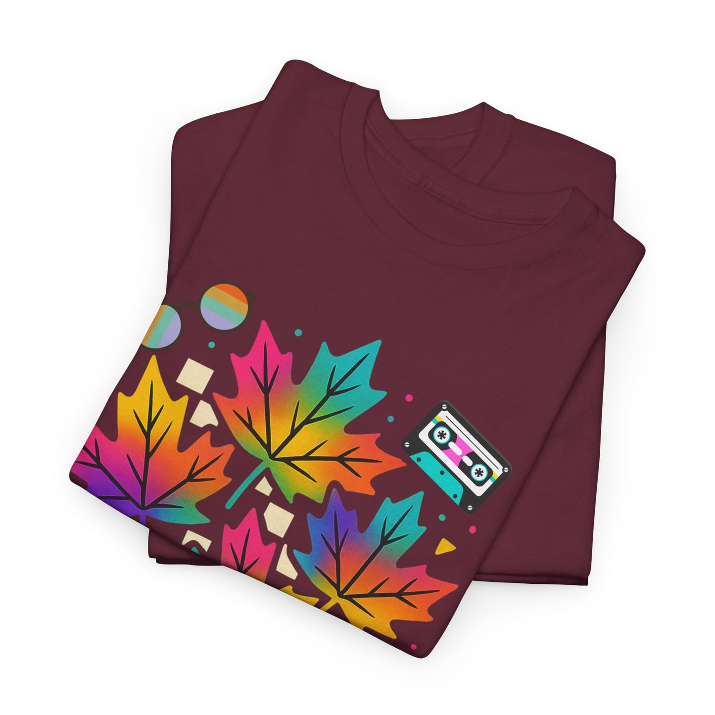 Fall 90s Vibes Tee, 90s Nostalgia T-shirt, Neon Fall Leaves