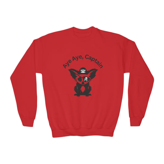 Youth Crewneck Sweatshirt, Pirate Aye Aye Theme Sweatshirt, Animal Lover Gift