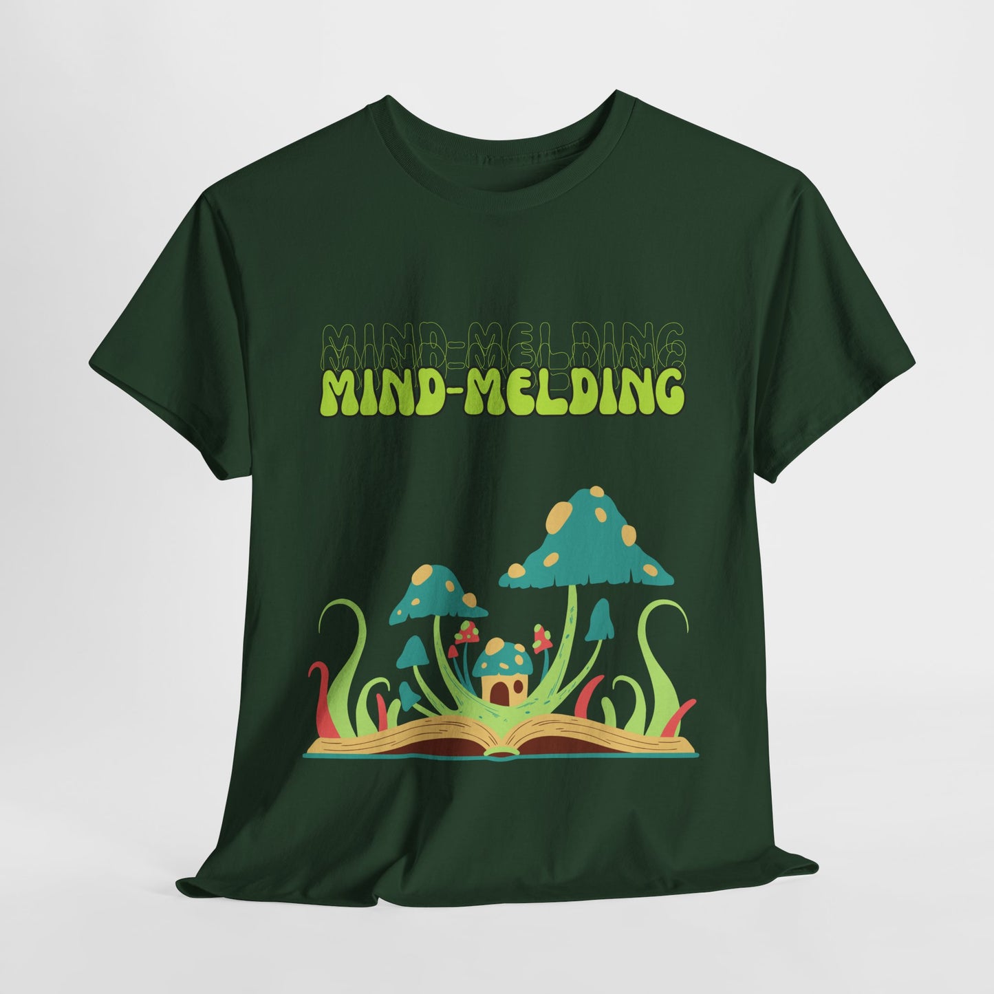 Mind-Melding Unisex Heavy Cotton Tee, Psychedelic Mushroom Shirt, Comfortable Casual Wear, Festival Fashion, Gift for Nature Lovers