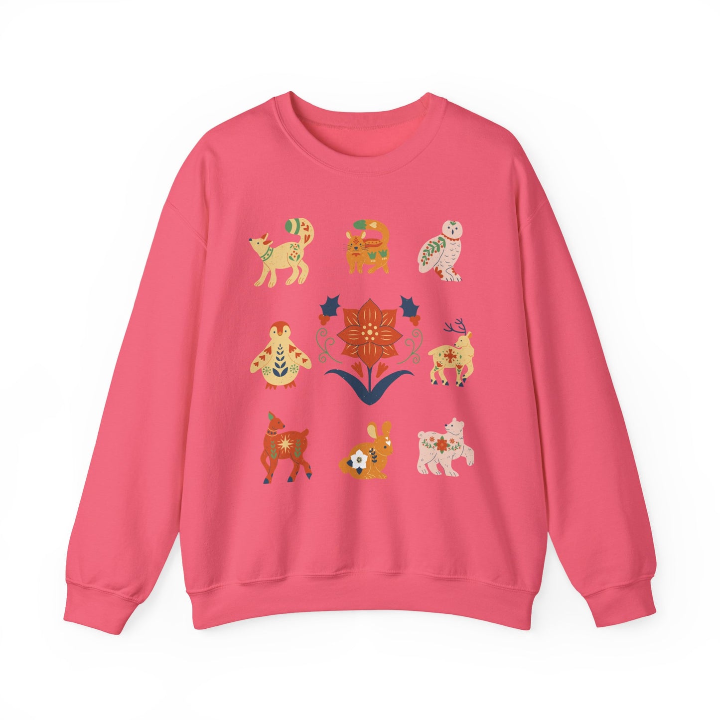 Boho Winter Woodland Creatures Floral Cozy Sweatshirt - Whimsical Graphic Outdoorsy Gift for Nature Lovers