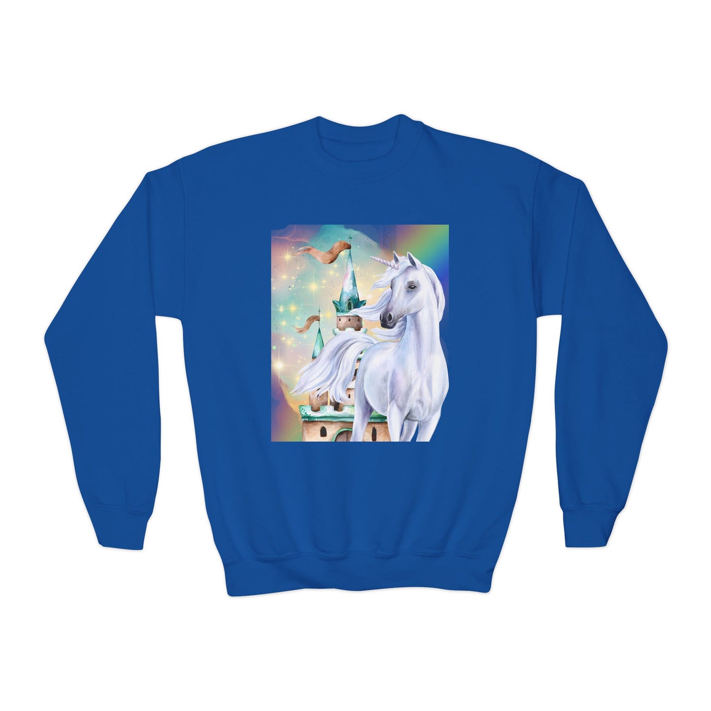 Youth Unicorn Fantasy Sweatshirt, Magical Crewneck Jumper for Kids, Perfect birthday gift for girls