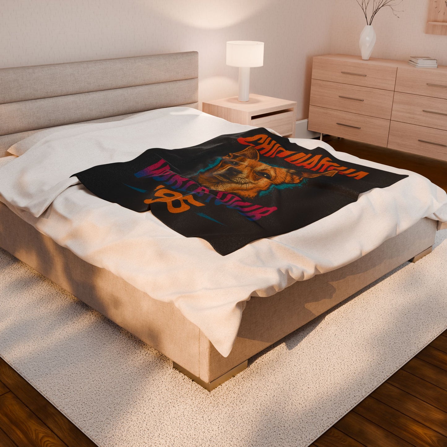 Chihuahua World Tour '95 Velveteen Plush Blanket, Cozy Throw Blanket, Pet Lover Gift, Dog Mom Present, Retro Dog Blanket, Home Decor