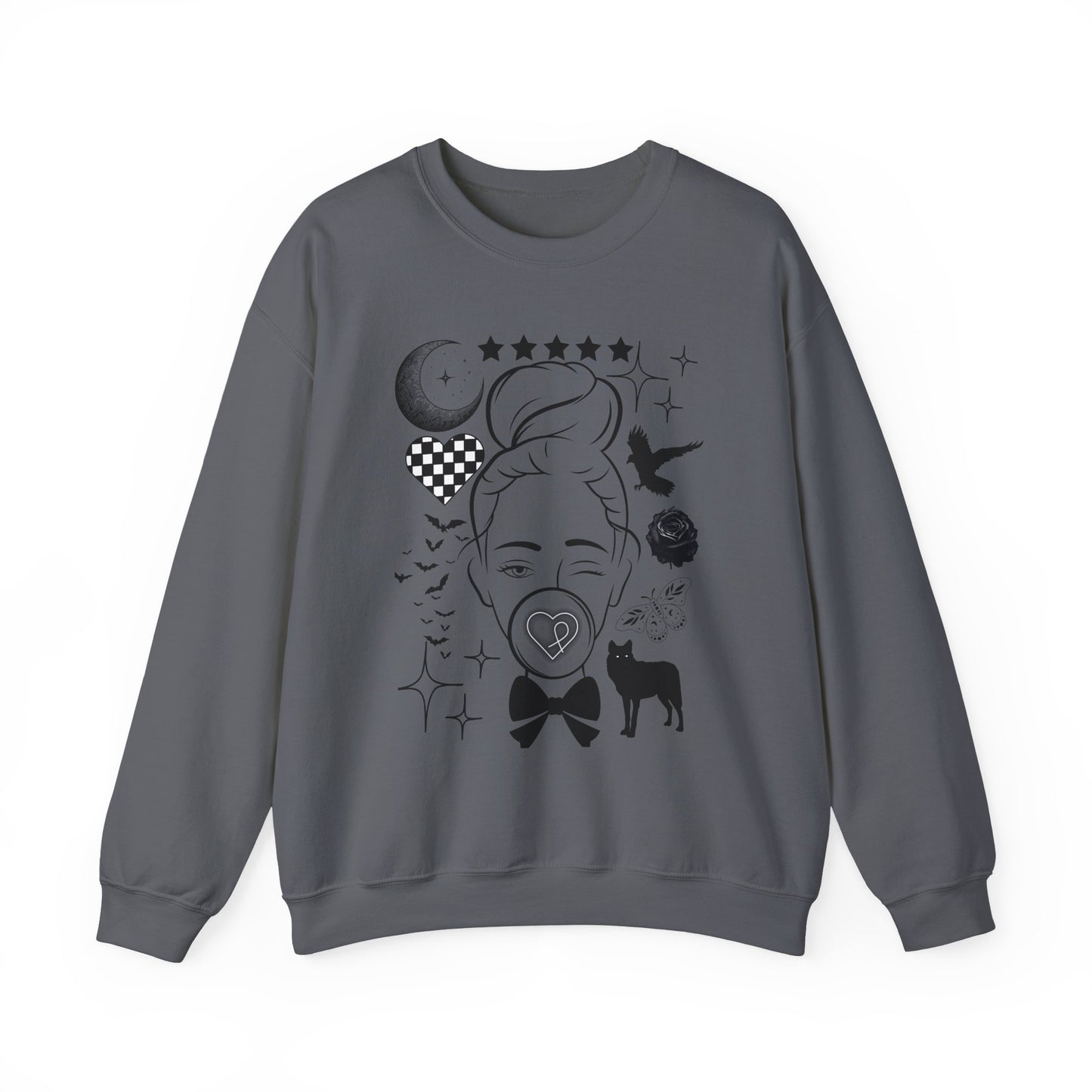 Boho Chic Crewneck Sweatshirt, Bubble gum Girl Unisex organic oversized sweatshirt, Women's Oversize Sweatshirt, Women Empowerment, Girl Power, Celestial, Edgy Sweater