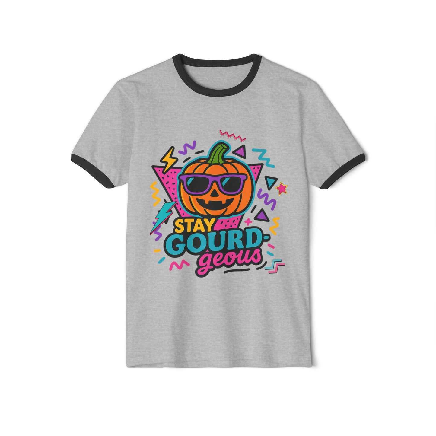 Stay Gourd-geous Halloween Unisex Cotton Ringer T-Shirt, Cute Pumpkin Tee, Spooky Vibes Shirt, Fall Fashion, Halloween Costume
