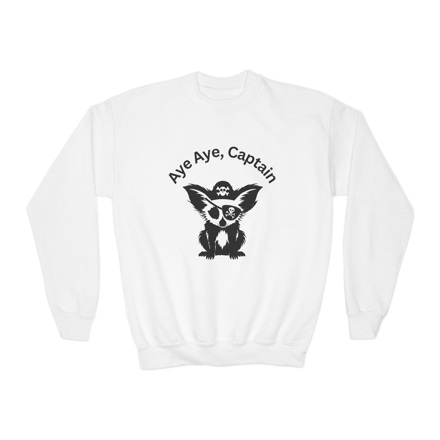 Youth Crewneck Sweatshirt, Pirate Aye Aye Theme Sweatshirt, Animal Lover Gift