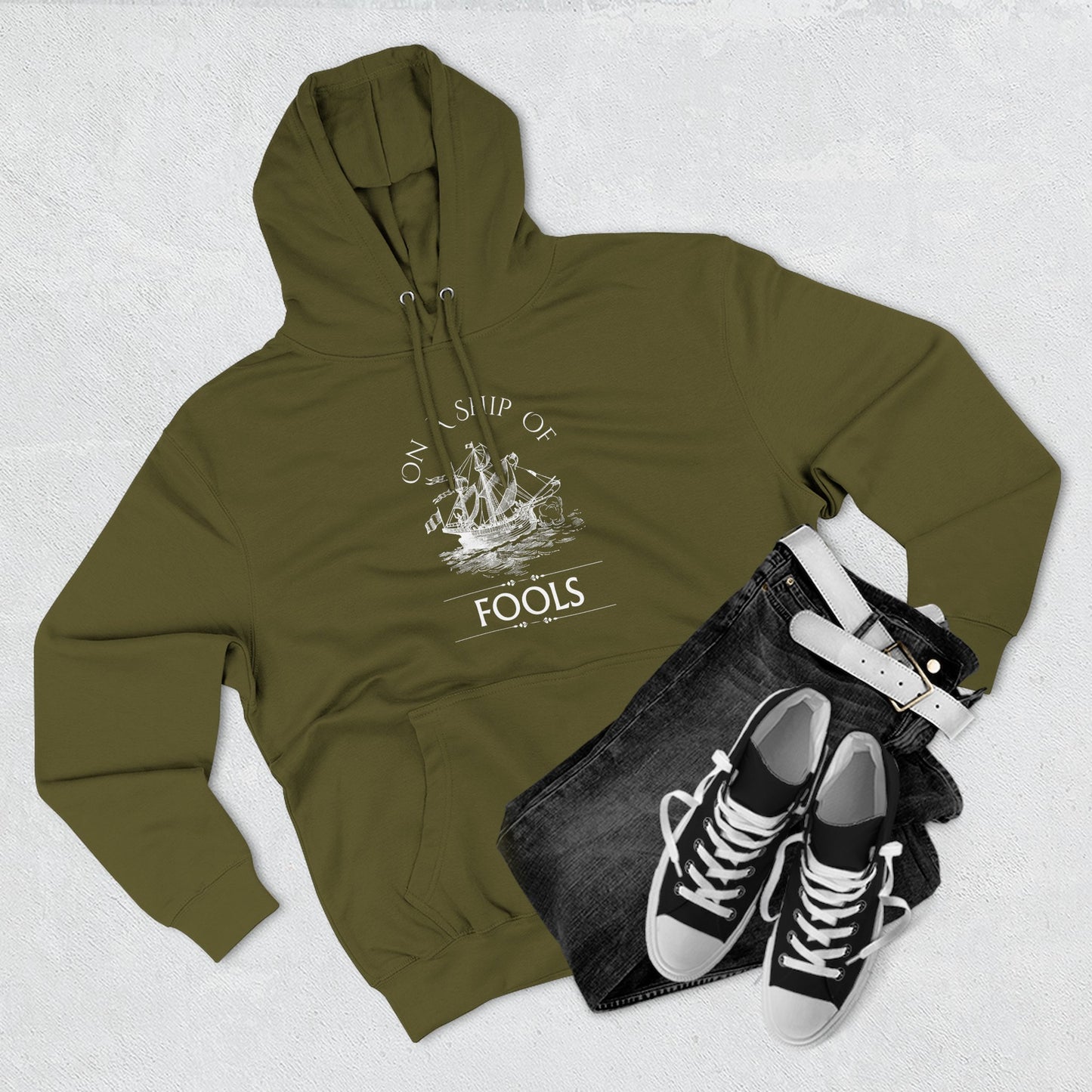 Men's Hoodie - "On a Ship of Fools" Design, Graphic Sweatshirt for Fall, Gift for Music Lovers, Gift for Him