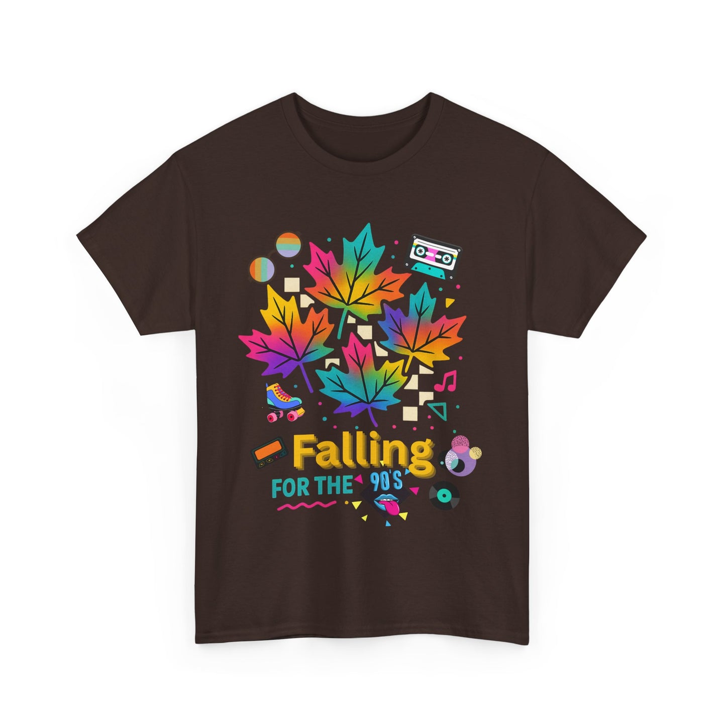 Fall 90s Vibes Tee, 90s Nostalgia T-shirt, Neon Fall Leaves