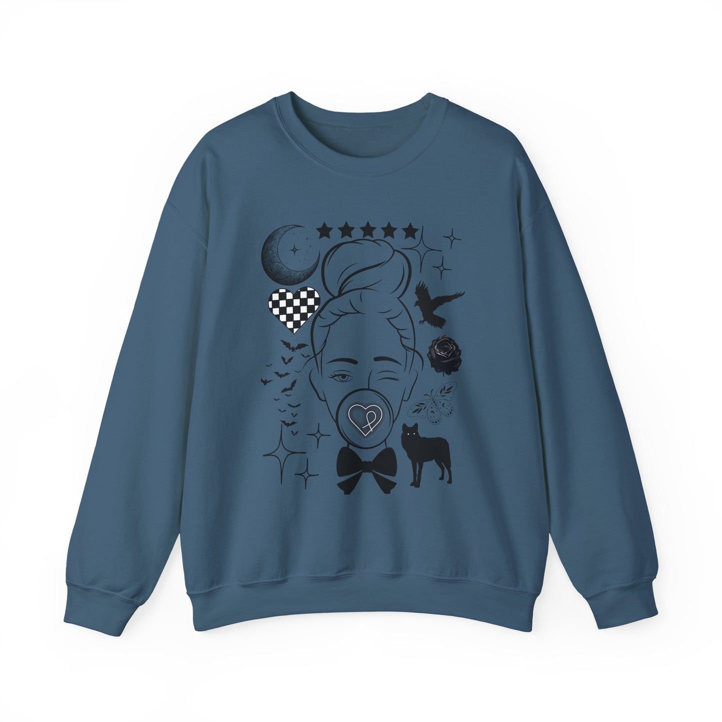 Boho Chic Crewneck Sweatshirt, Bubble gum Girl Unisex organic oversized sweatshirt, Women's Oversize Sweatshirt, Women Empowerment, Girl Power, Celestial, Edgy Sweater