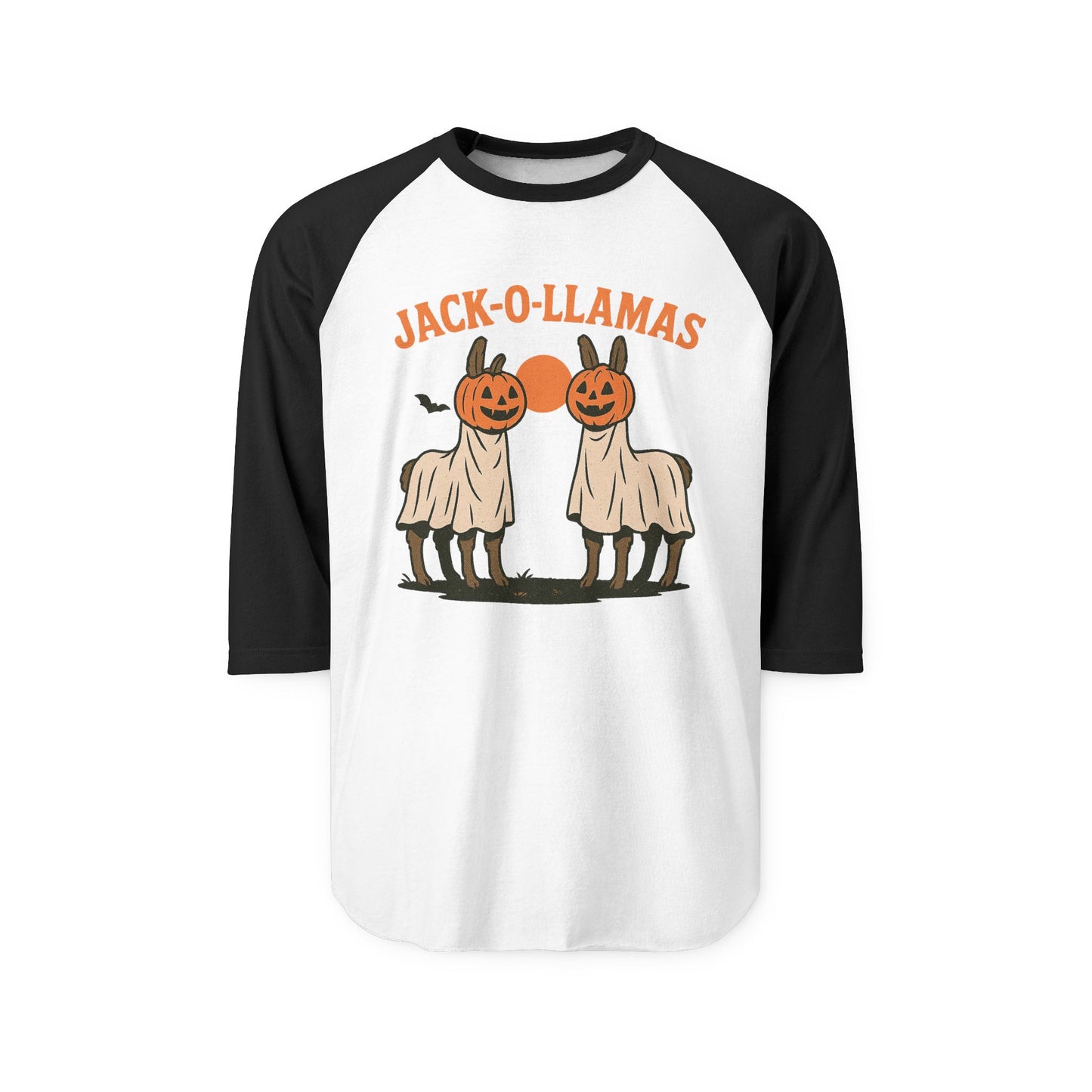 Jack-O-Llamas Halloween Raglan Shirt, Unisex Halloween Shirt, Fun Fall Apparel, Pumpkin Costume Tee, Halloween Party Outfit