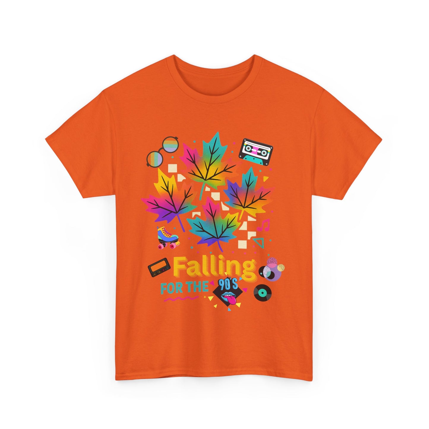 Fall 90s Vibes Tee, 90s Nostalgia T-shirt, Neon Fall Leaves