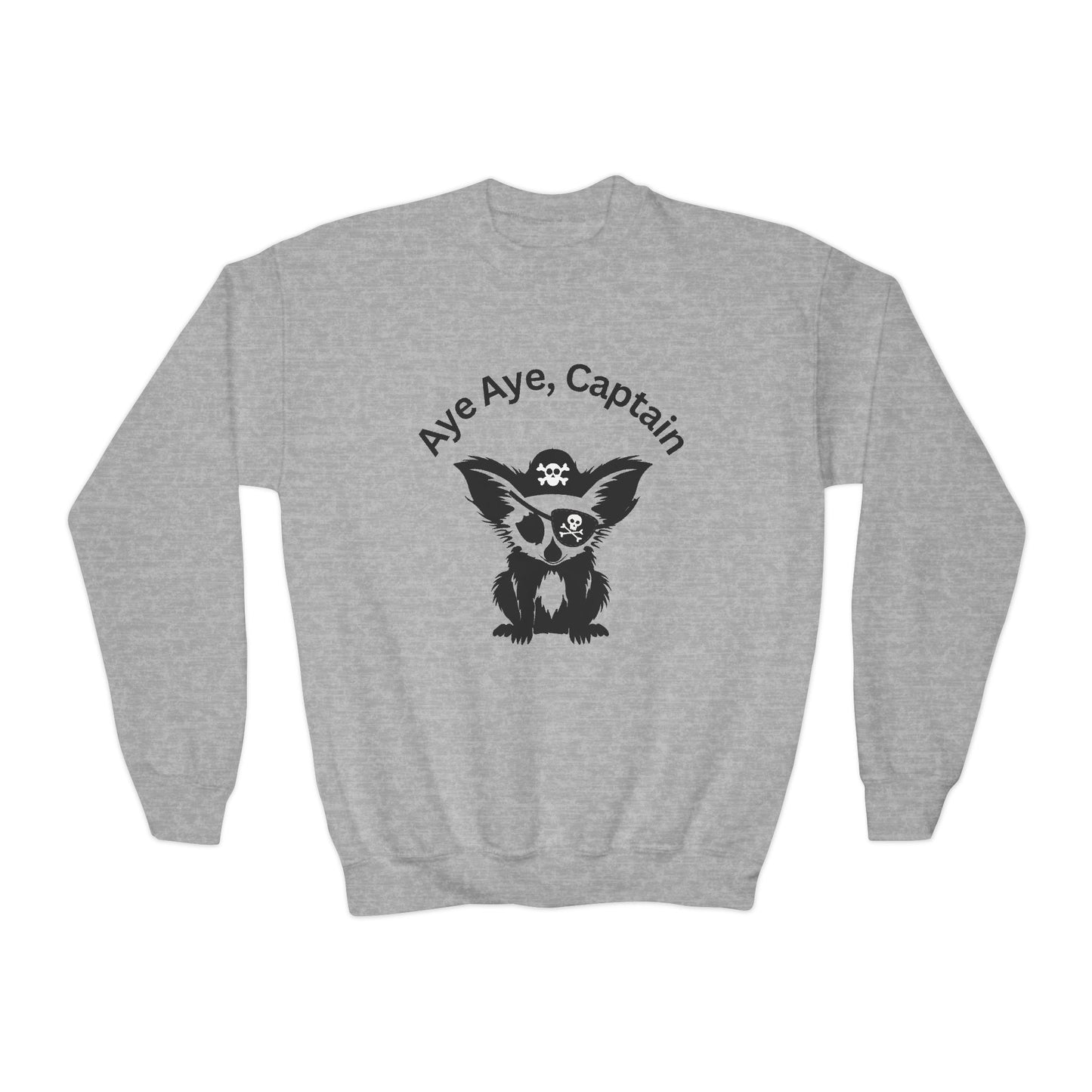 Youth Crewneck Sweatshirt, Pirate Aye Aye Theme Sweatshirt, Animal Lover Gift