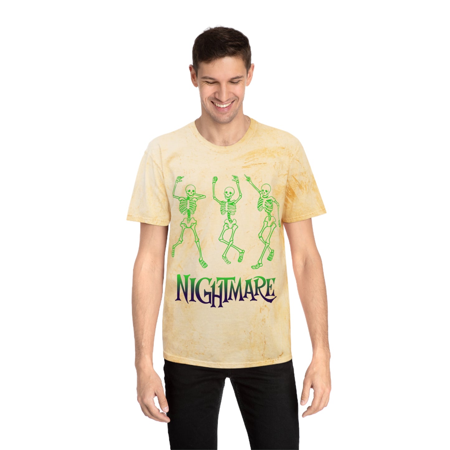 Unisex Skeleton Dance T-Shirt, Tie-Dye Tee, Halloween Apparel, Spooky Fashion, Casual Wear, Unique Gift