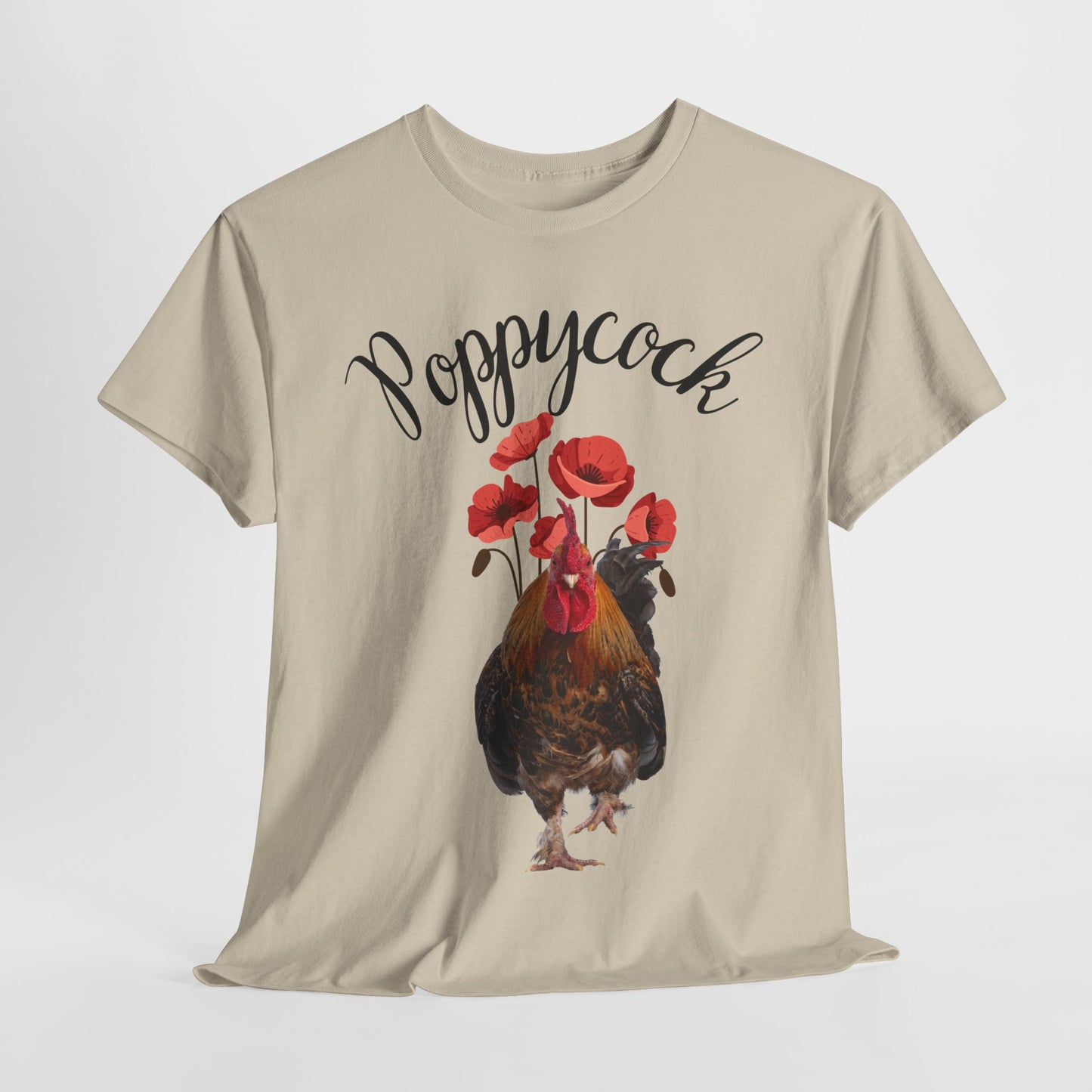Poppycock Tee Unisex Classic tee, Men's T-shirt, Women's T-shirt, Poppy Flowers, Rooster Shirt, Awesome T-Shirt, Humor, Chicken, Cock Shirt