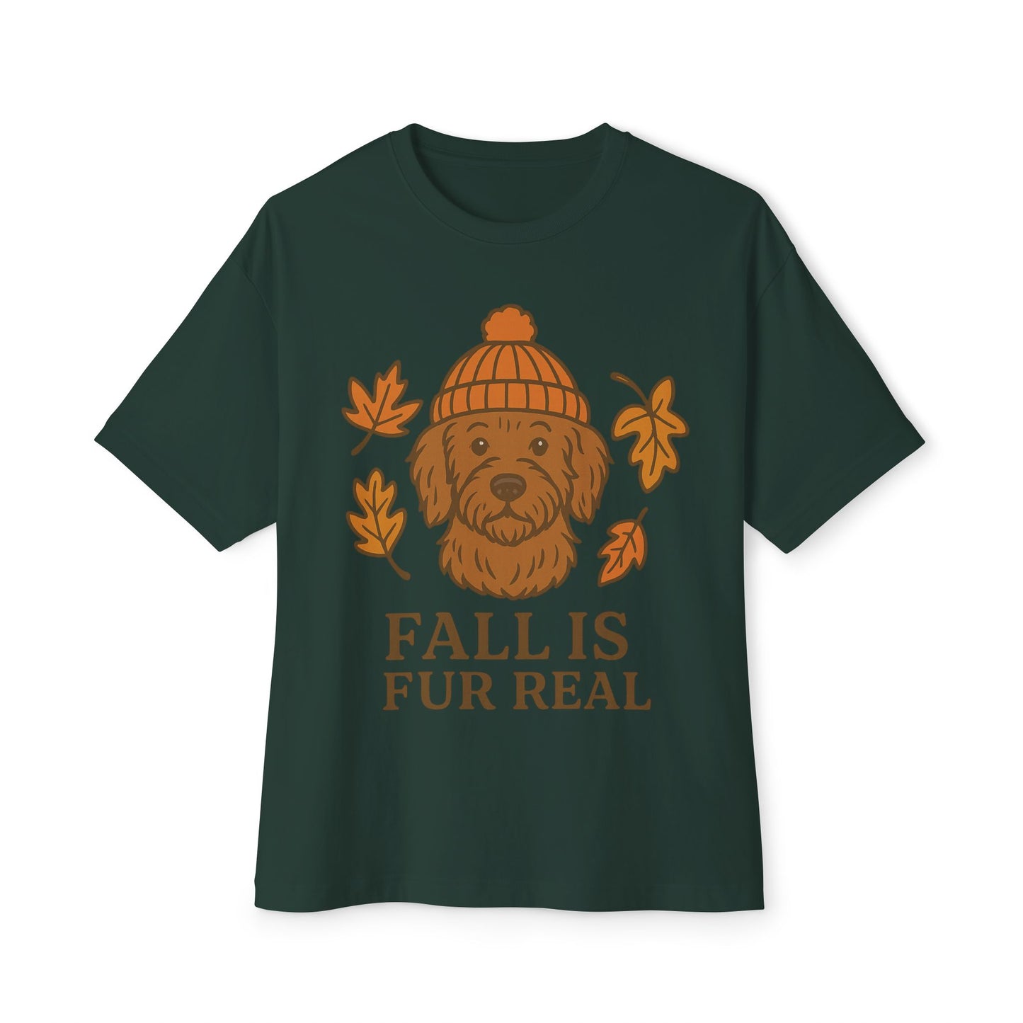 Cozy Fall Dog T-Shirt - Unisex Oversized Boxy Tee, Cute Pet Lover Gift, Autumn Apparel, Fall Fashion, Dog Mom Must-Have